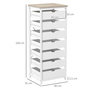 Voir la diapositive 3 : HOMCOM Meuble de rangement chiffonnier moderne 7 tiroirs poignées invisibles acier panneaux blanc chêne clair