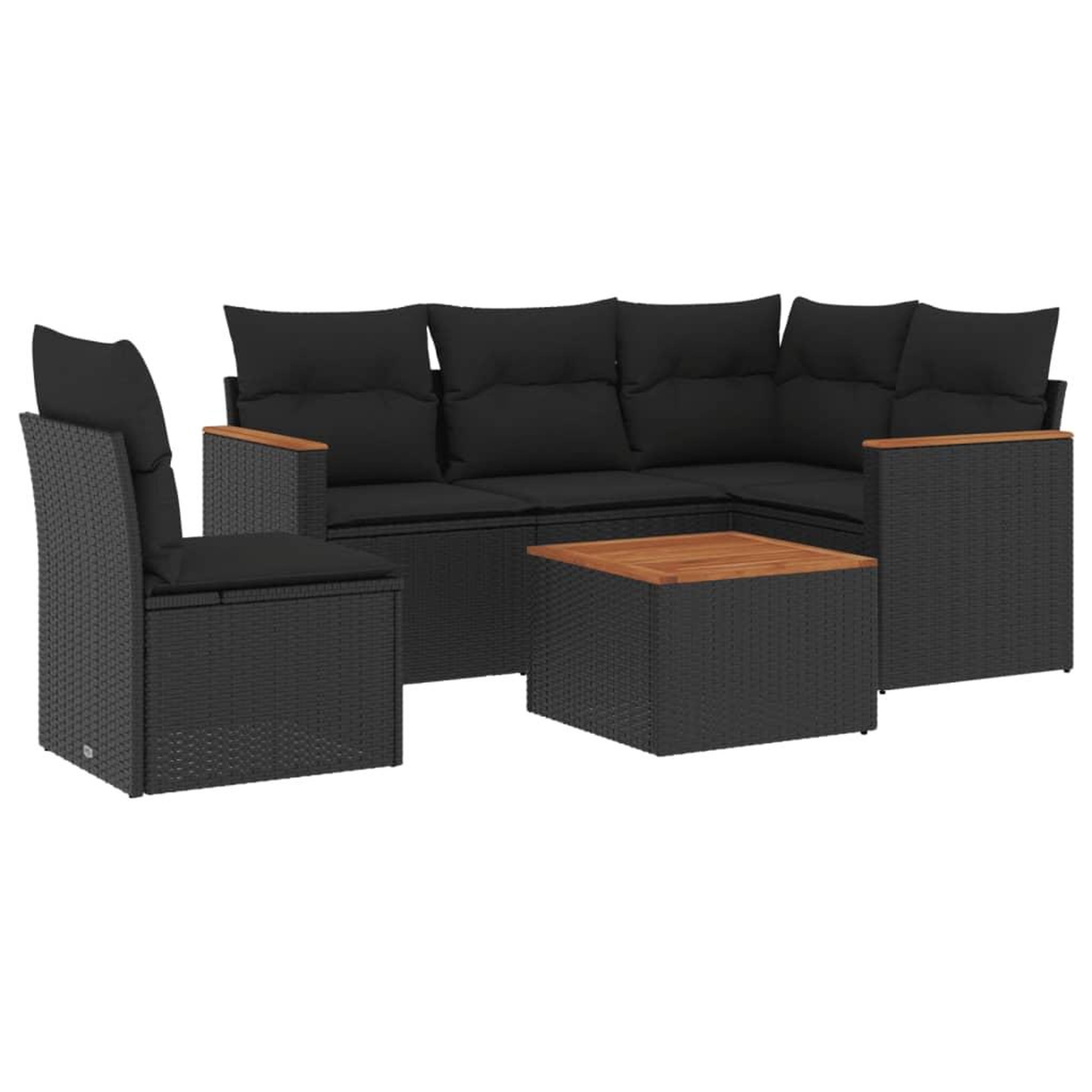 Voir la diapositive 2 : VIDAXL Salon de jardin 6 pcs avec coussins noir resine tressee
