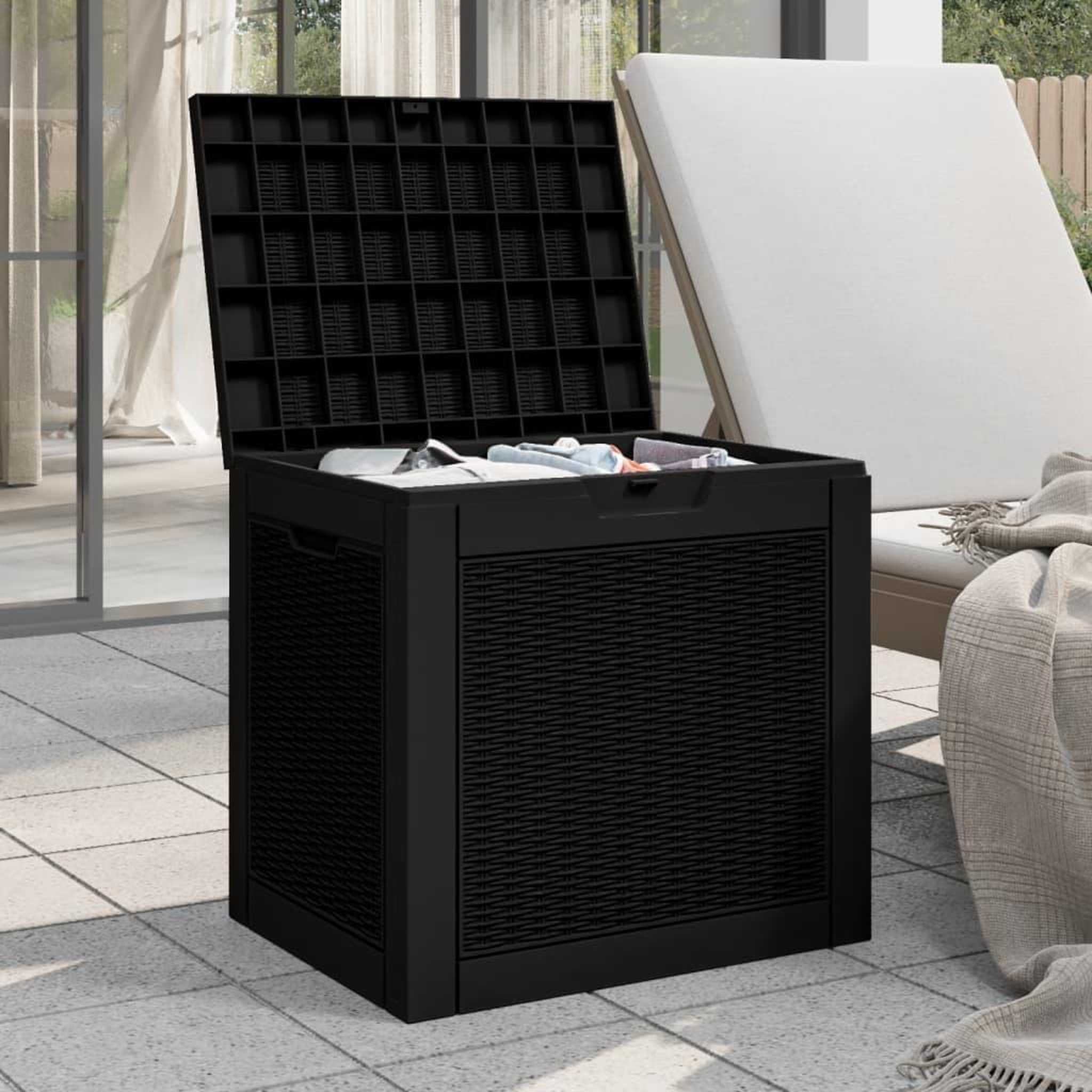 Voir la diapositive 3 : VIDAXL Boîte de stockage de jardin noir 55,5x43x53 cm polypropylene