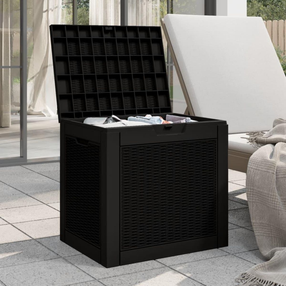 VIDAXL Boîte de stockage de jardin noir 55,5x43x53 cm polypropylene
