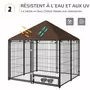 PAWHUT Chenil extérieur pour chiens en métal et tissu oxford avec support gamelle et toit résistant aux intempéries espace spacieux 141L x 141l x 151H cm noir