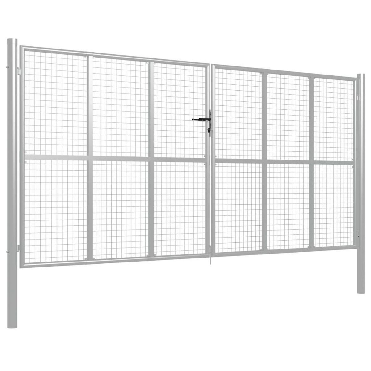 VIDAXL Porte de jardin Acier galvanise 415x225 cm Argente