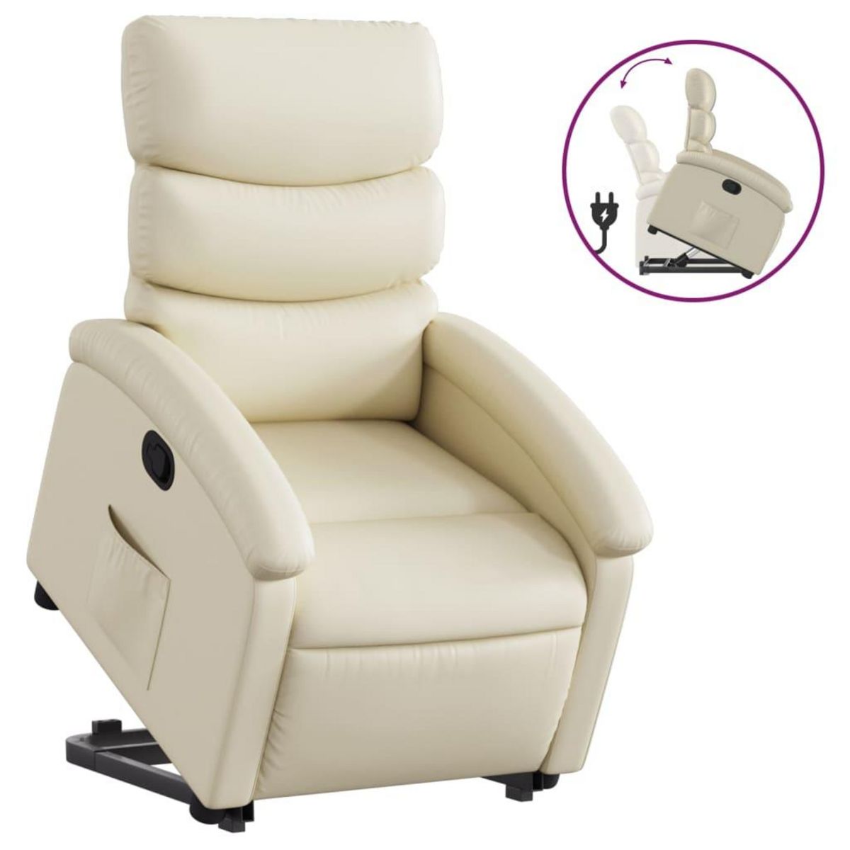VIDAXL Fauteuil inclinable Creme Similicuir