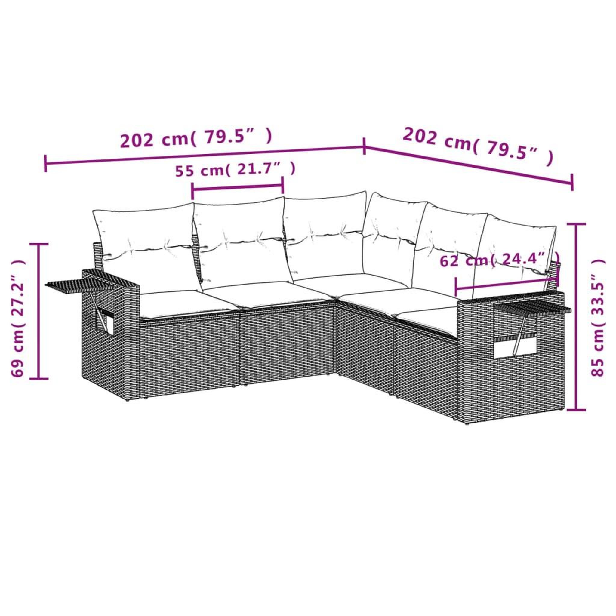 Voir la diapositive 3 : VIDAXL Salon de jardin avec coussins 5 pcs marron resine tressee