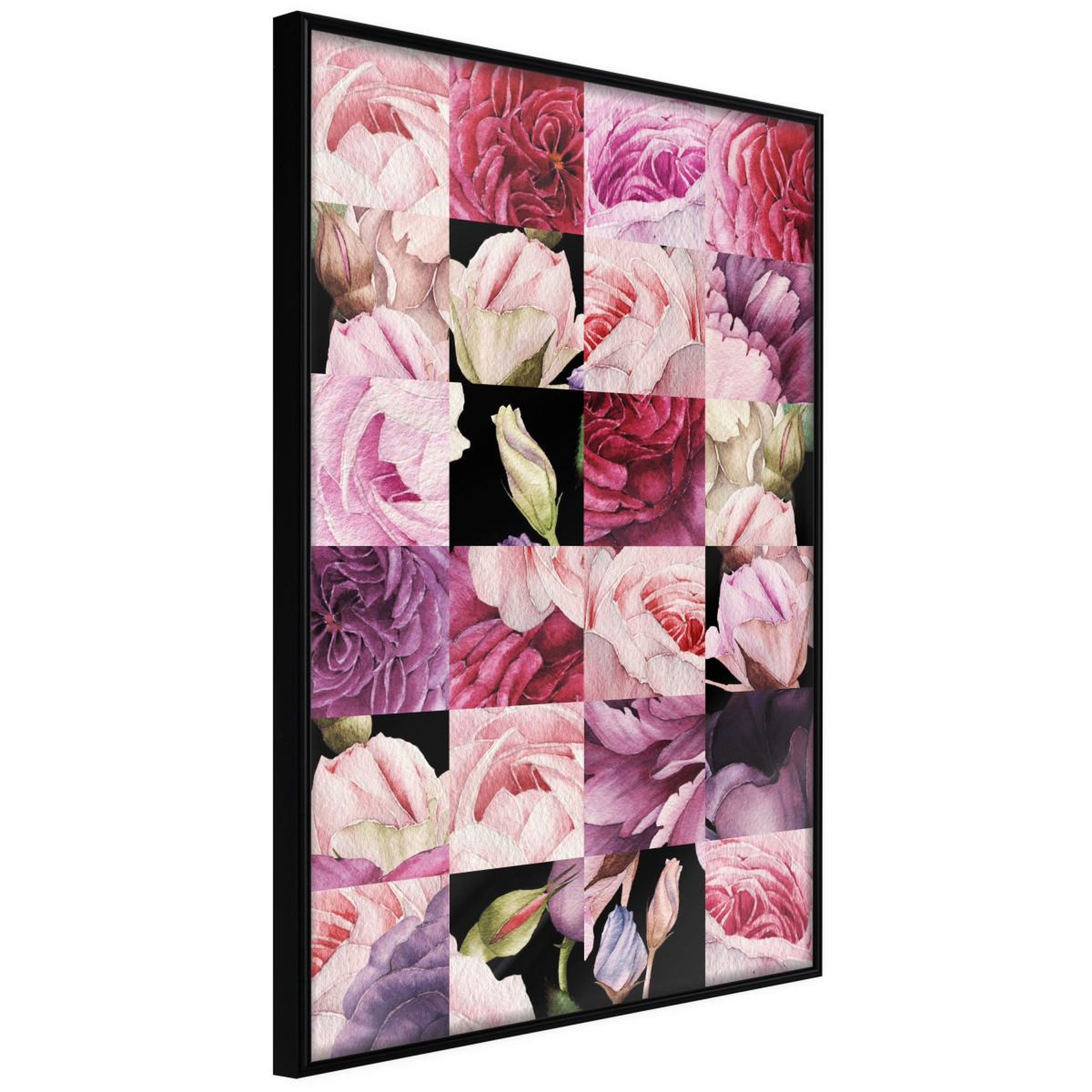 Paris Prix Affiche murale encadrée  floral jigsaw. Coloris disponibles : Noir, Jaune