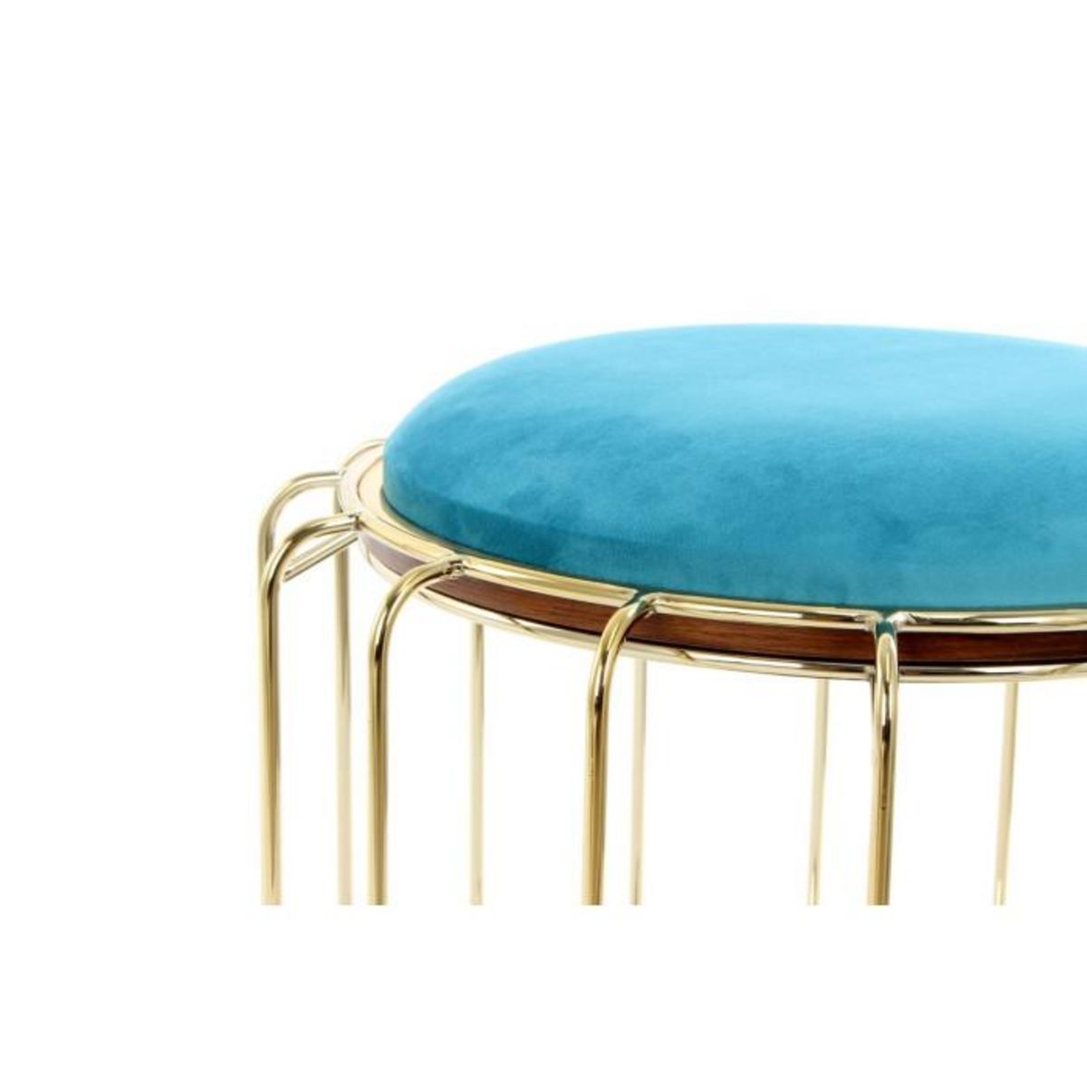 Paris Prix Pouf & Table d'Appoint  Comfortable  50cm Turquoise & Or