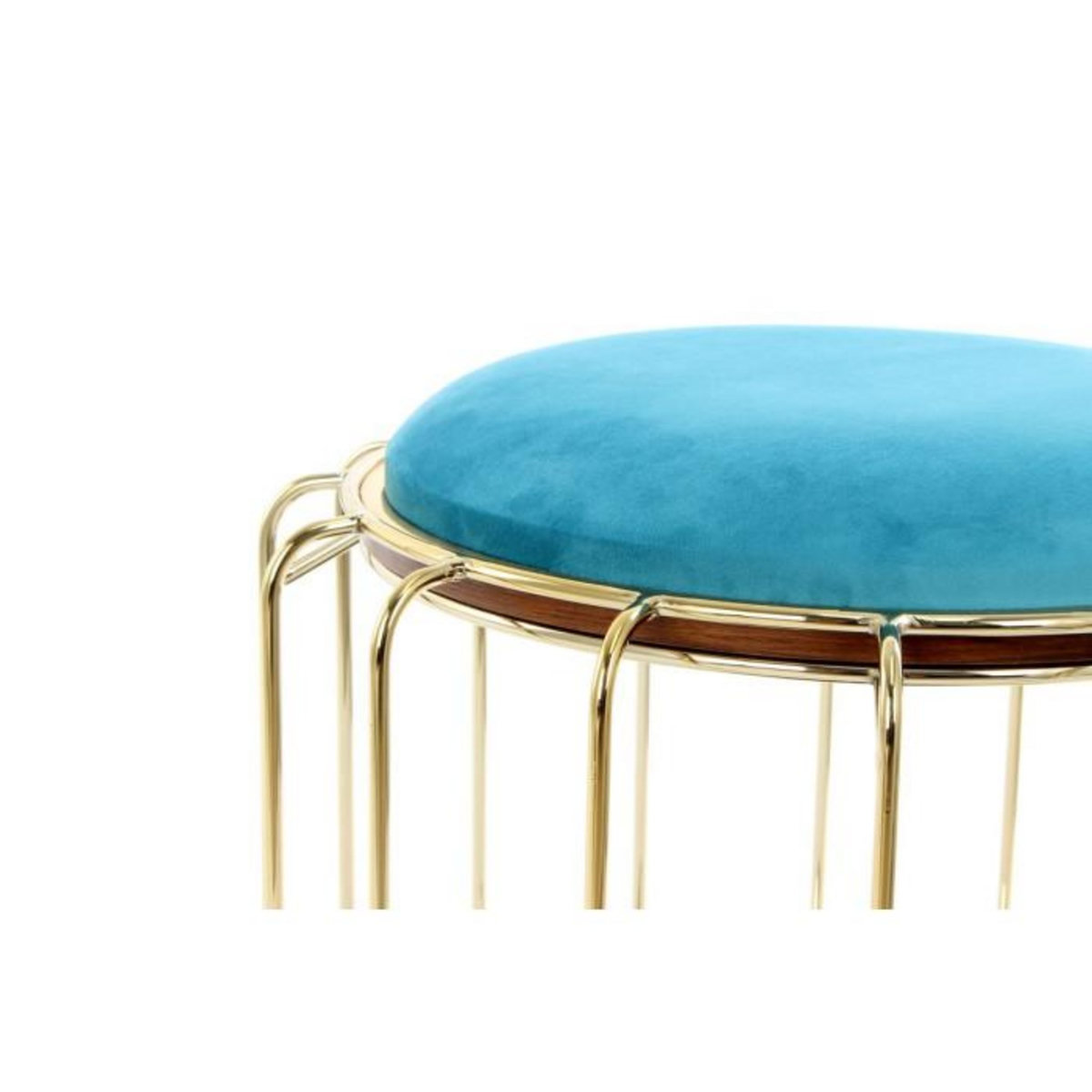 Paris Prix Pouf & Table d'Appoint  Comfortable  50cm Turquoise & Or