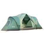 OUTSUNNY Tente de camping familiale 5-6 pers. - porte, 2 fenêtres - vert