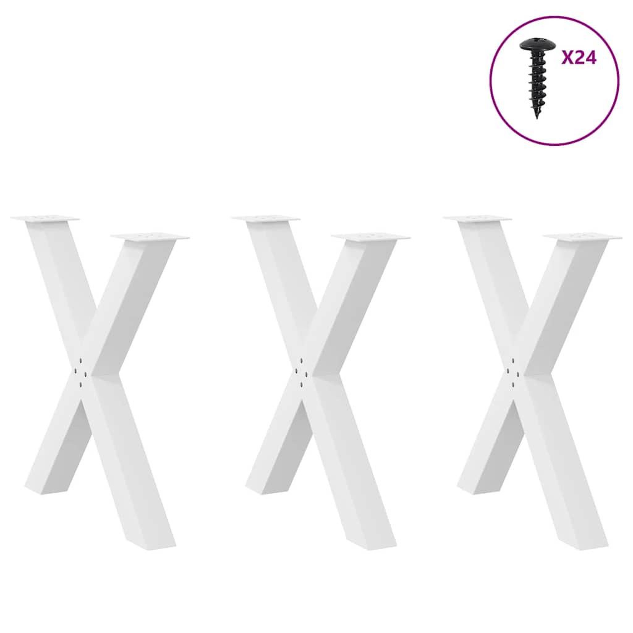 Voir la diapositive 3 : VIDAXL Pieds de table a manger forme de X 3 pcs blanc 80x(72-73) cm
