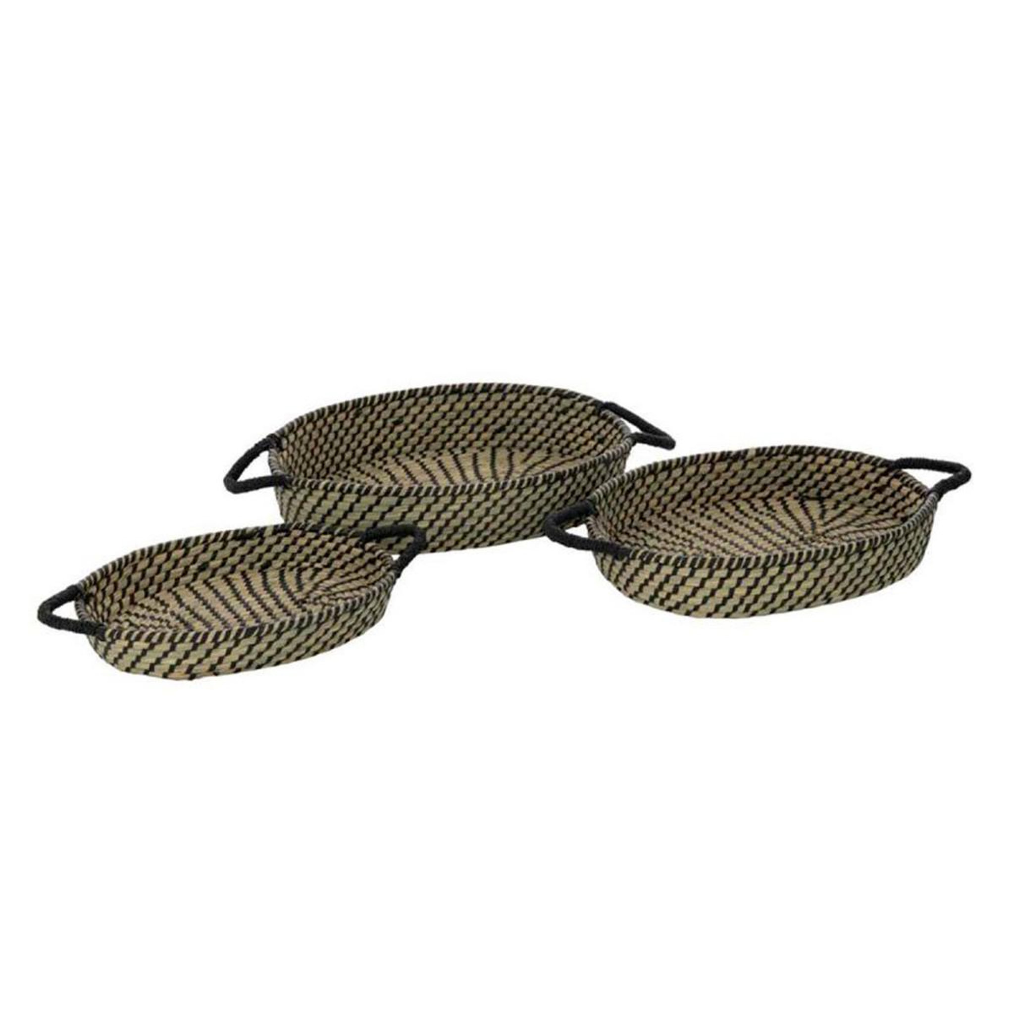 Voir la diapositive 1 : J-LINE Lot de 3 paniers déco  daren  47cm naturel & noir