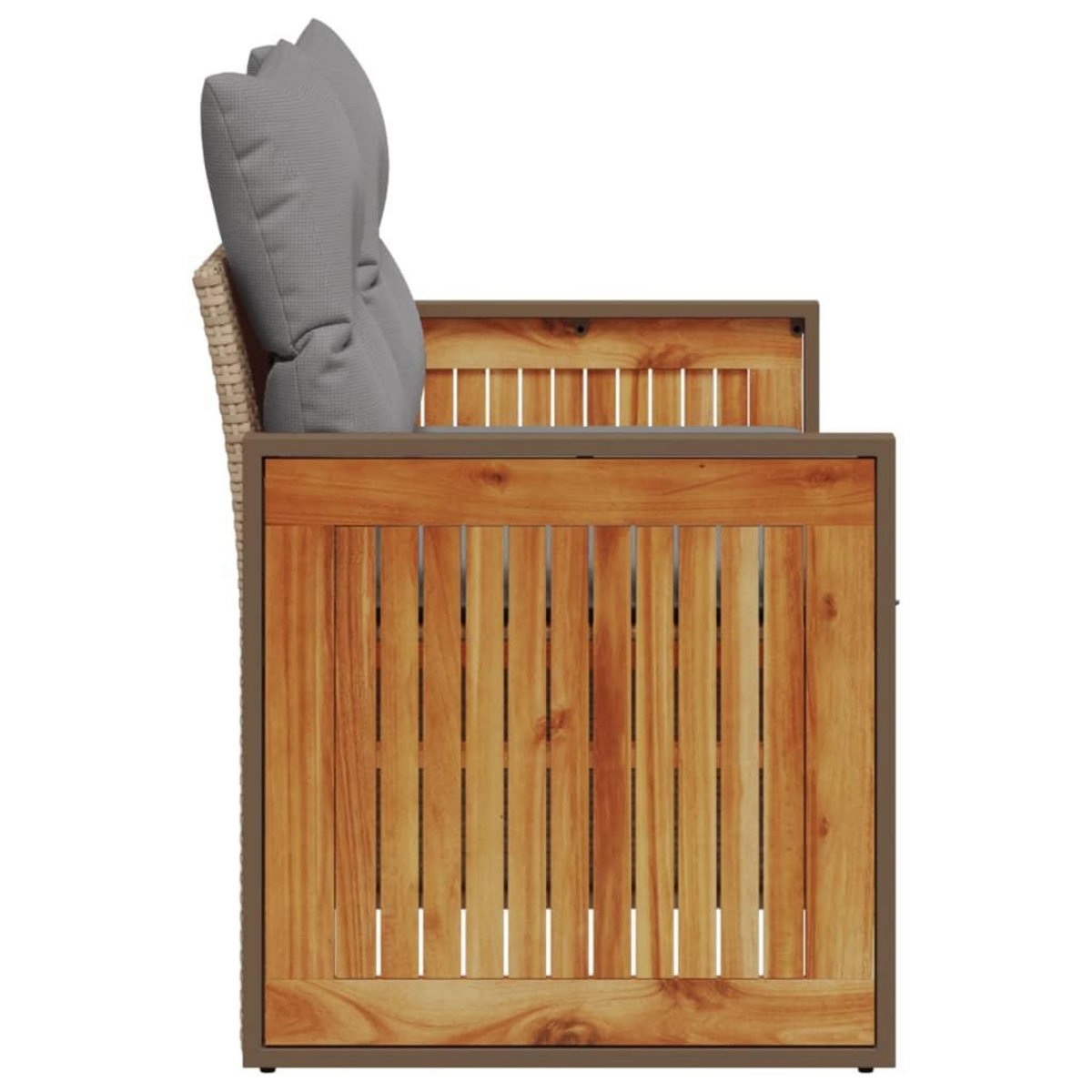 VIDAXL Canape de jardin avec coussins 2 places beige resine tressee