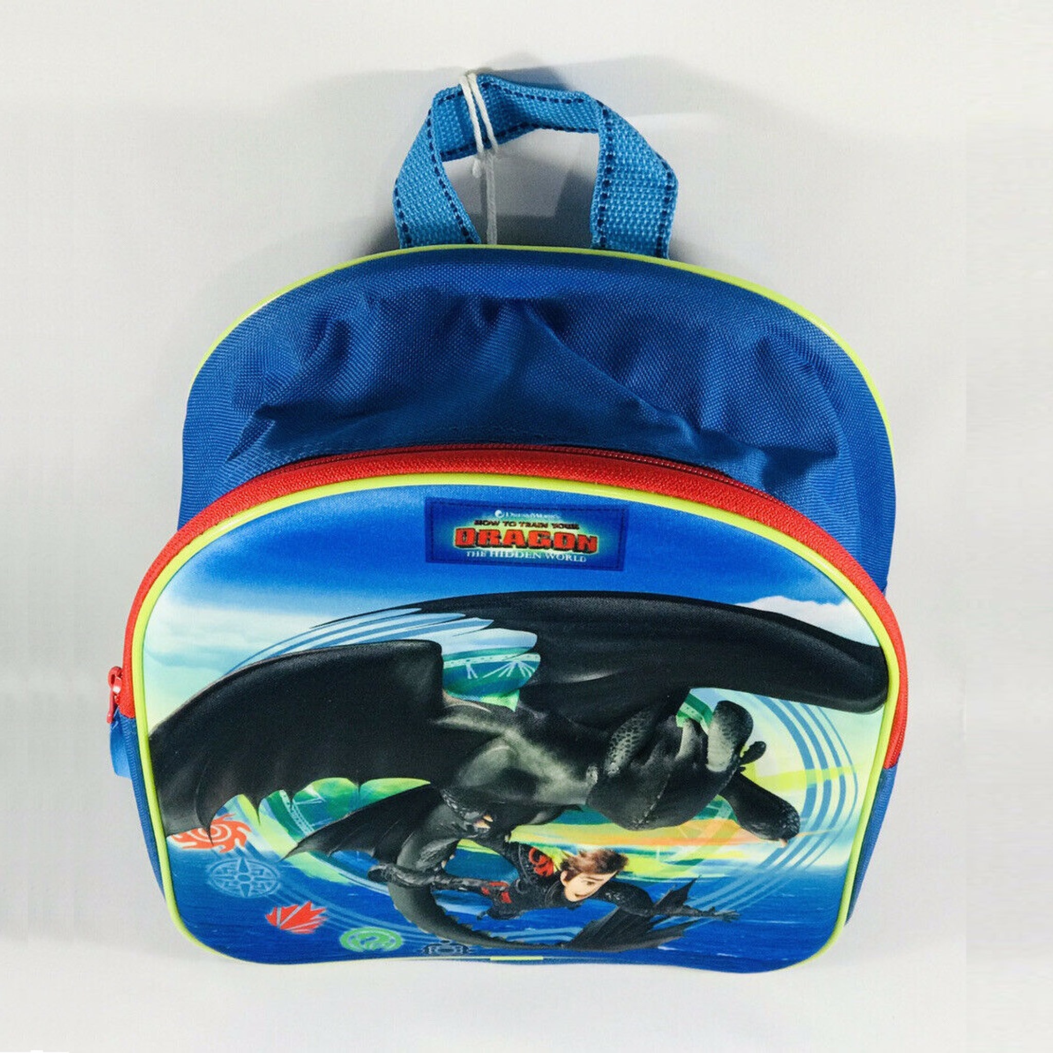 Voir la diapositive 3 : Sac à goûter maternelle Dragon 3 3D bleu
