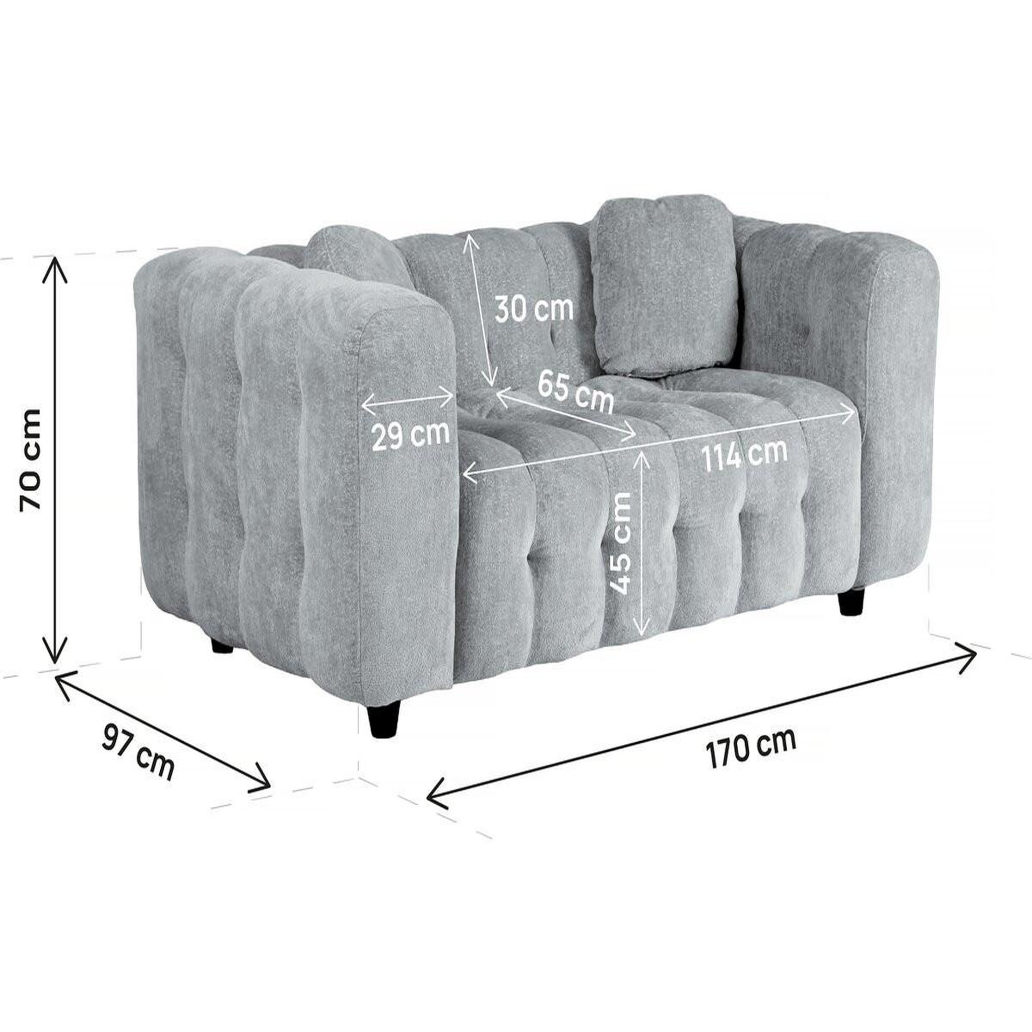 Voir la diapositive 3 : Habitat et Jardin Canapé droit en tissu chenille  vendome  - 2 places - gris