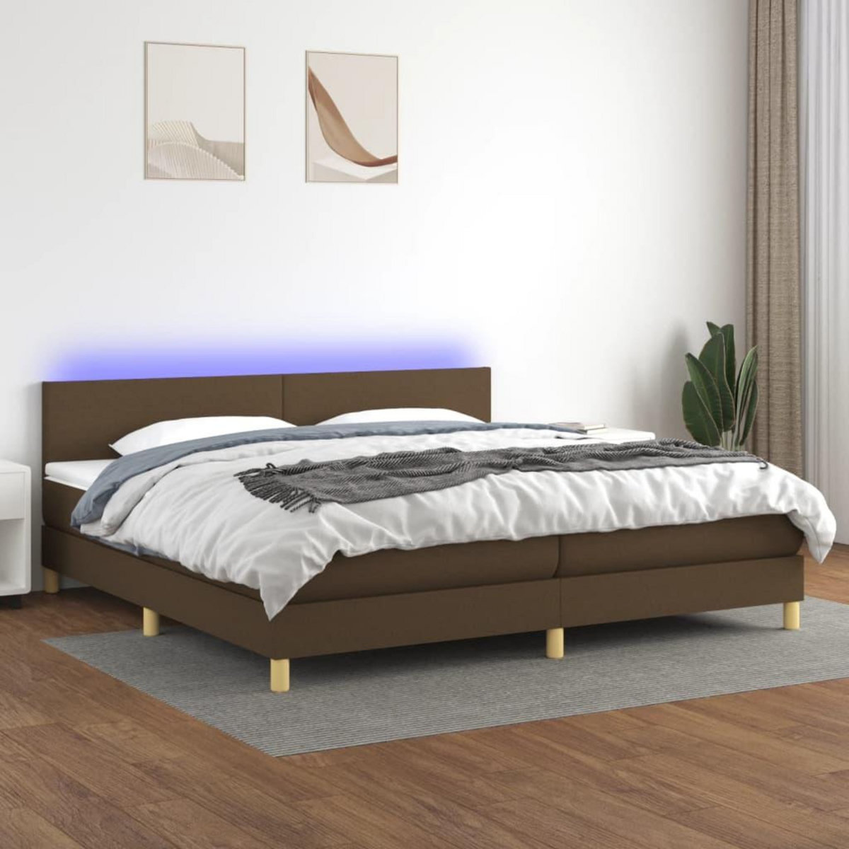 VIDAXL Sommier a lattes de lit matelas et LED Marron fonce 200x200 cm