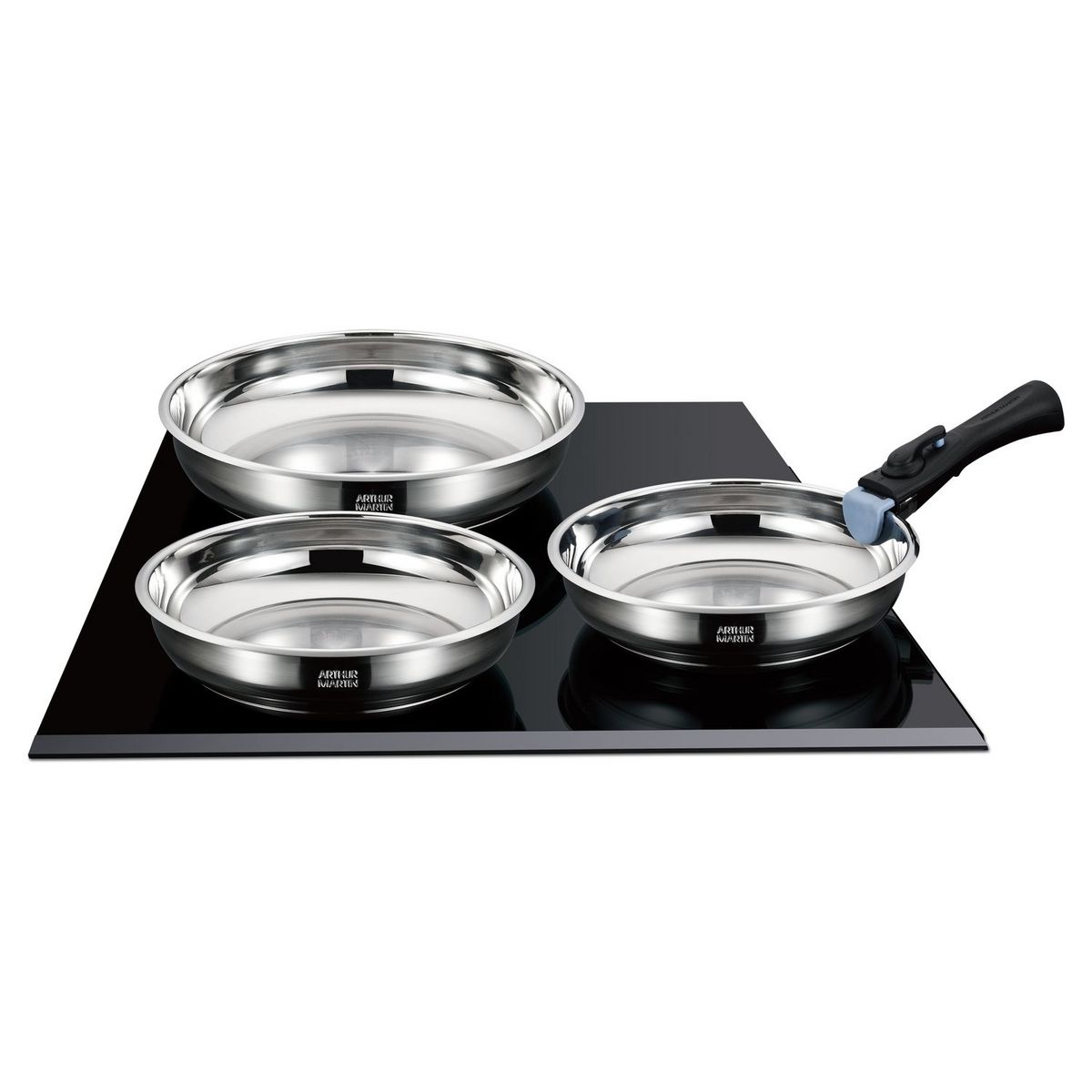 Arthur Martin Batterie de cuisine induction de 3 poêles 20-24-26 cm inox 