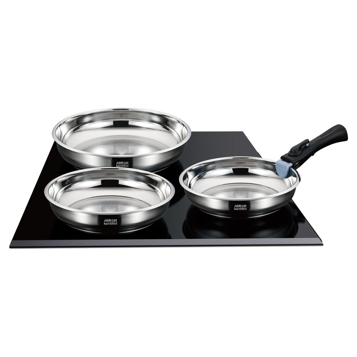 Arthur Martin Batterie de cuisine induction de 3 poêles 20-24-26 cm inox 