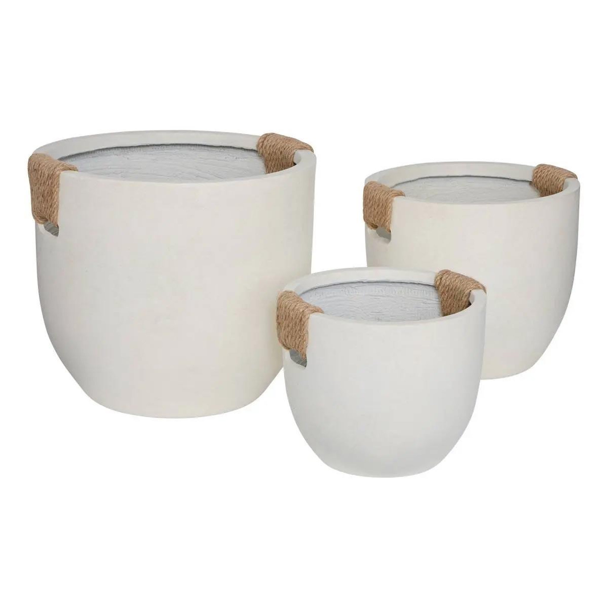 ATMOSPHERA Lot de 3 pots en magnésie  sien  47cm blanc