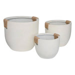 ATMOSPHERA Lot de 3 Pots en Magnésie  Sien  47cm Blanc