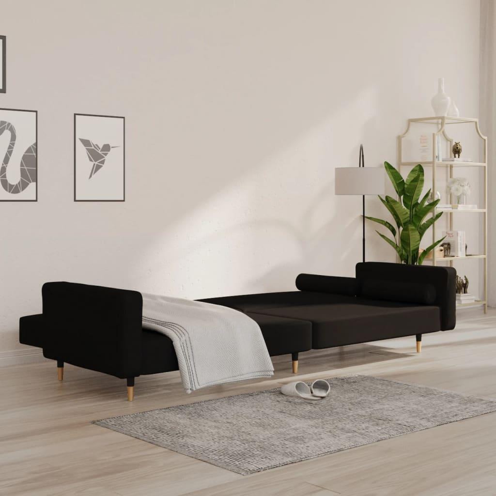Voir la diapositive 3 : VIDAXL Canape-lit a 2 places avec deux oreillers Noir Velours
