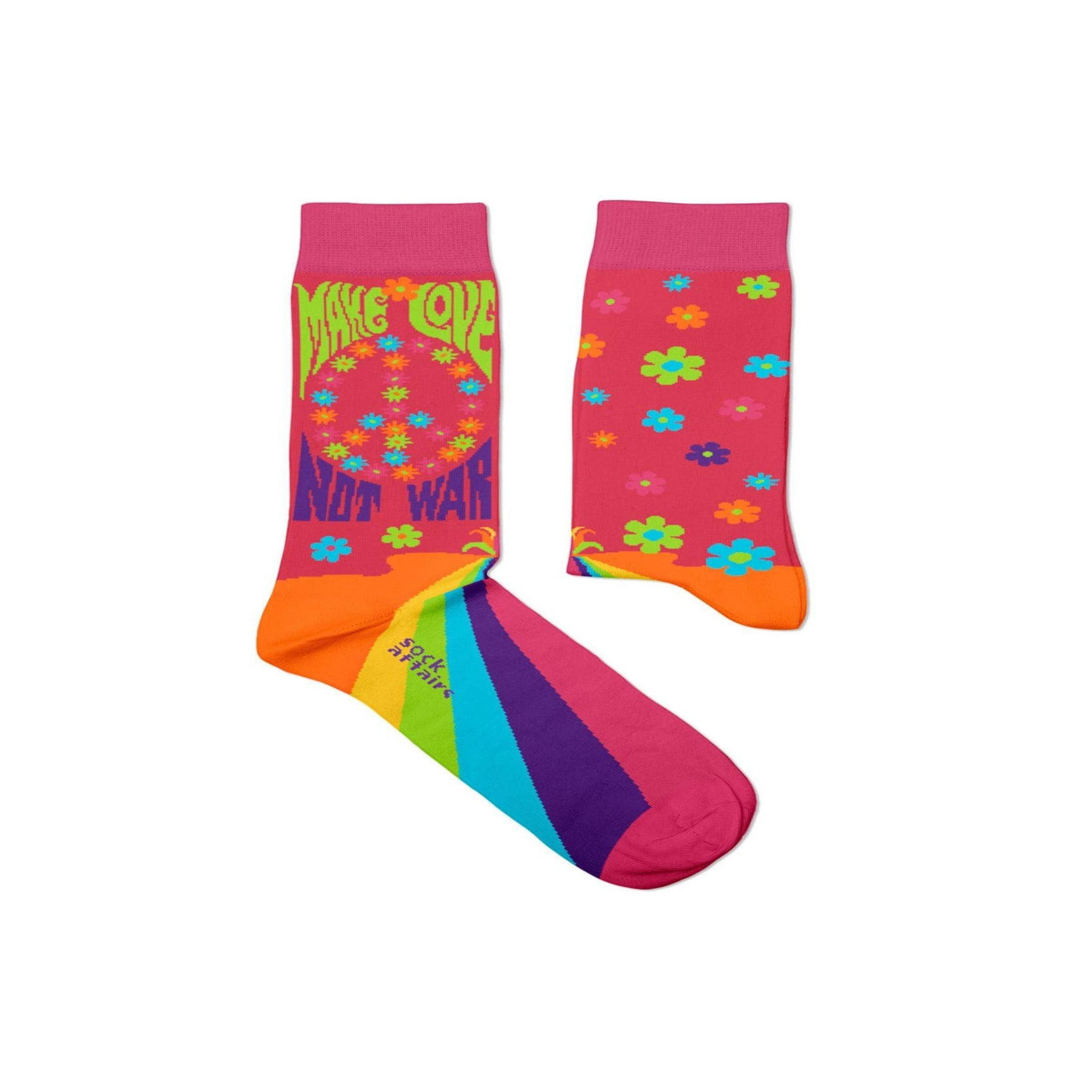 SOCK AFFAIRS Chaussettes peace & love. Coloris disponibles : Rose