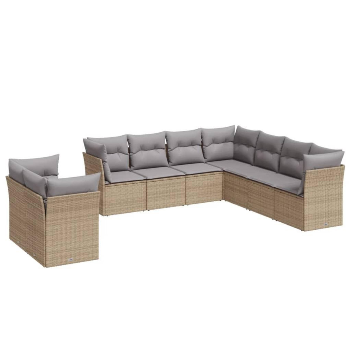 VIDAXL Salon de jardin avec coussins 9 pcs beige resine tressee