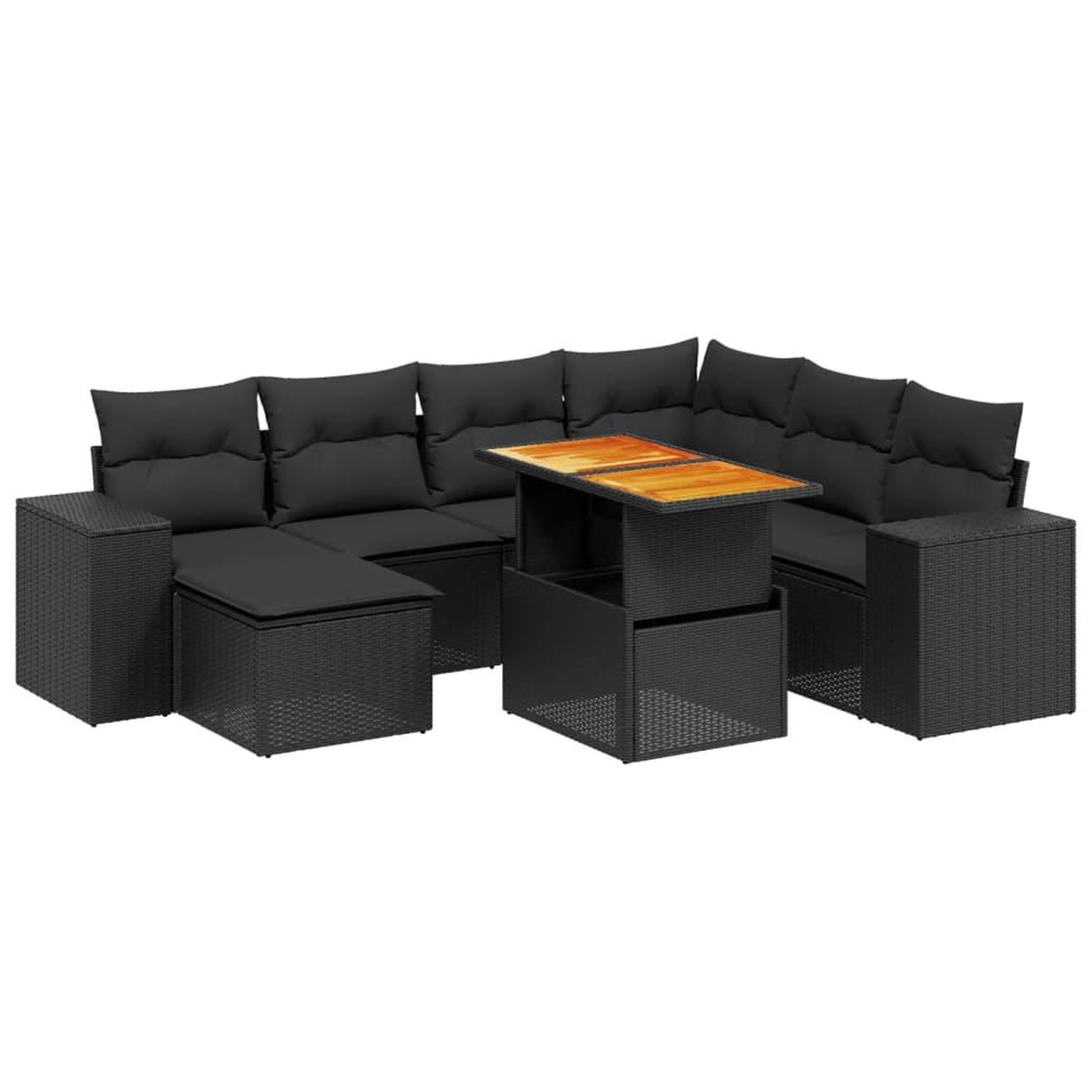 Voir la diapositive 2 : VIDAXL Salon de jardin 8 pcs avec coussins noir resine tressee