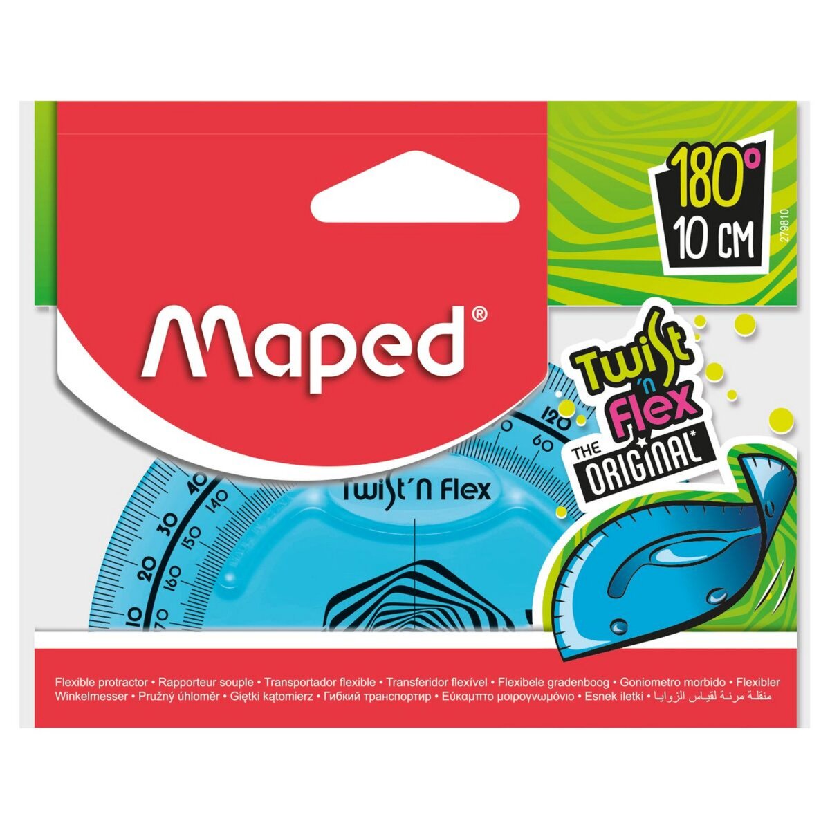 MAPED Rapporteur en plastique flexible 10cm Twist'n'Flex 180° bleu