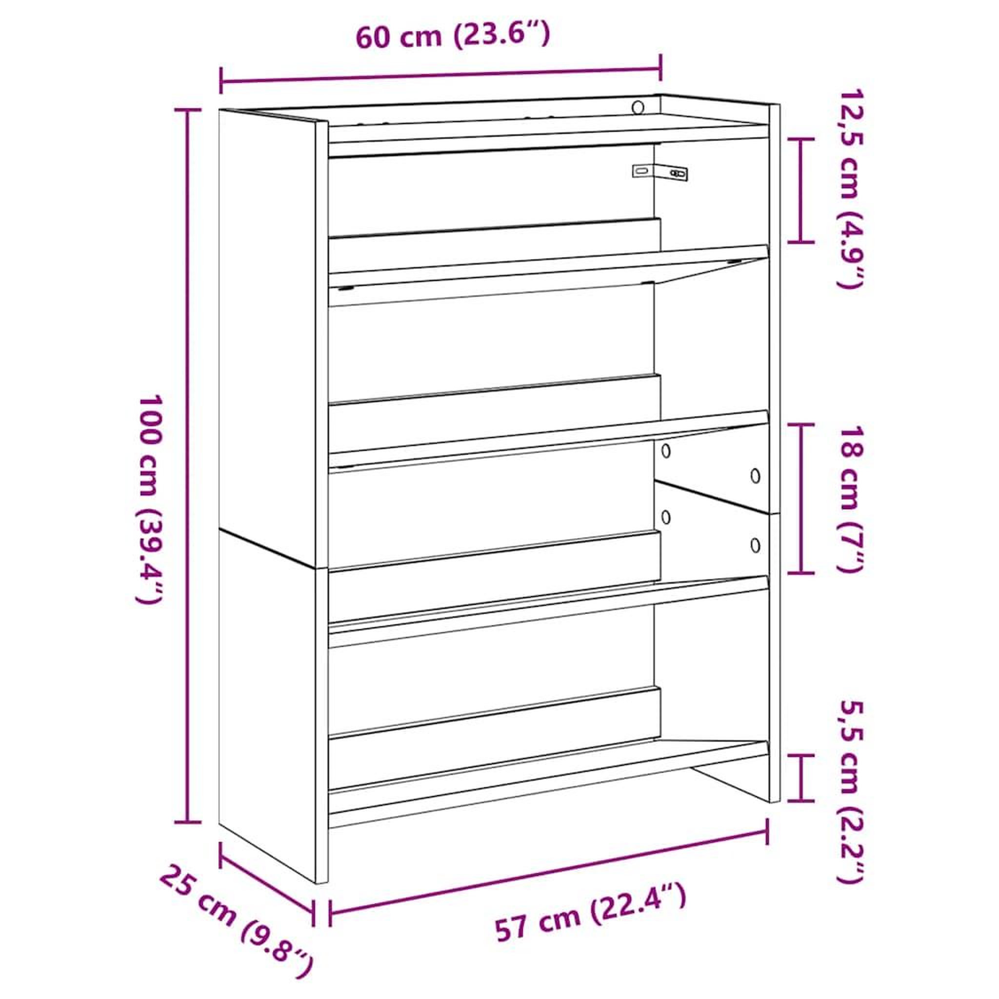 Voir la diapositive 6 : VIDAXL Etagere a chaussures noir 60x25x81 cm bois d'ingenierie
