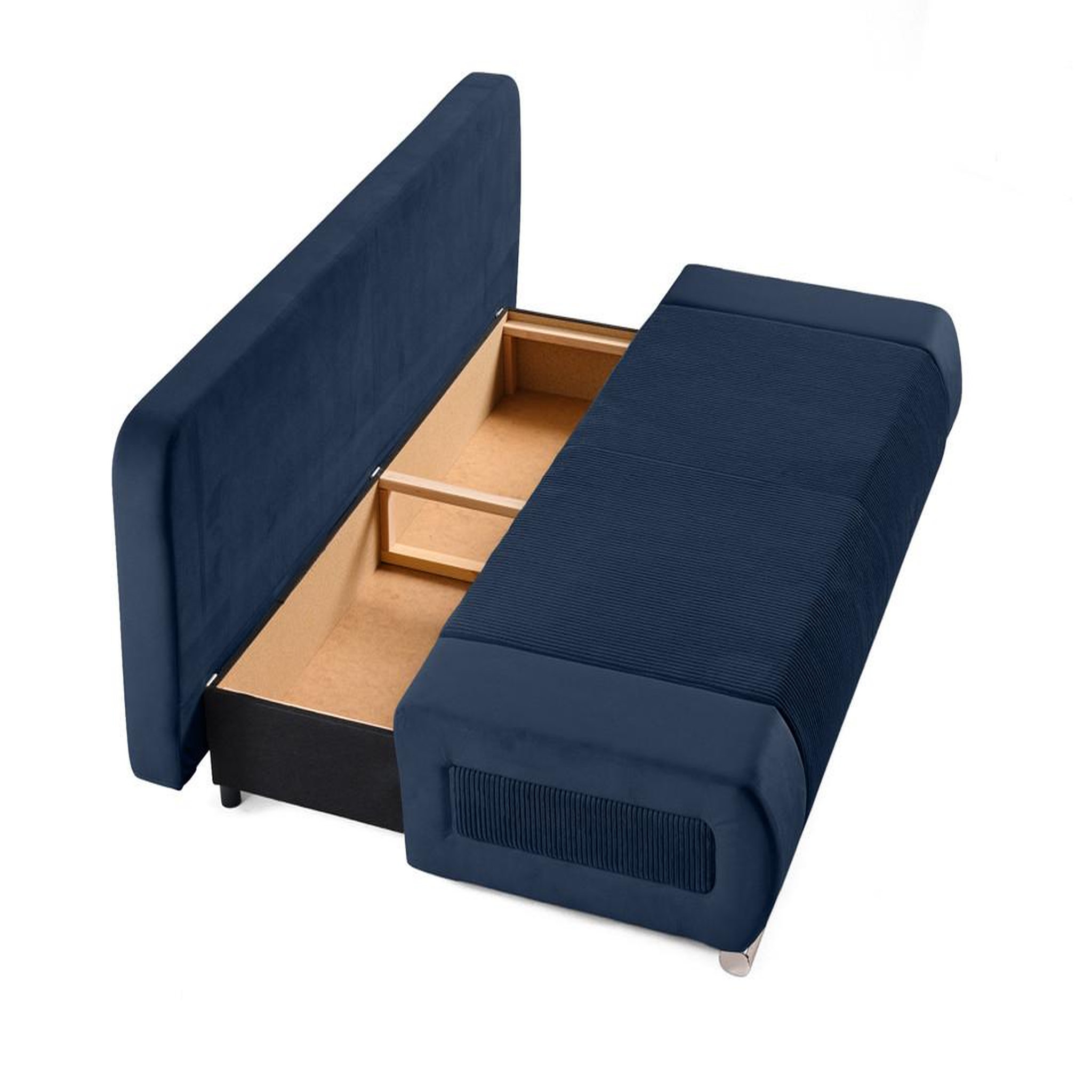 Voir la diapositive 2 : BEST MOBILIER Elio - canapé 3 places convertible - avec coffre - en velours et velours côtelé