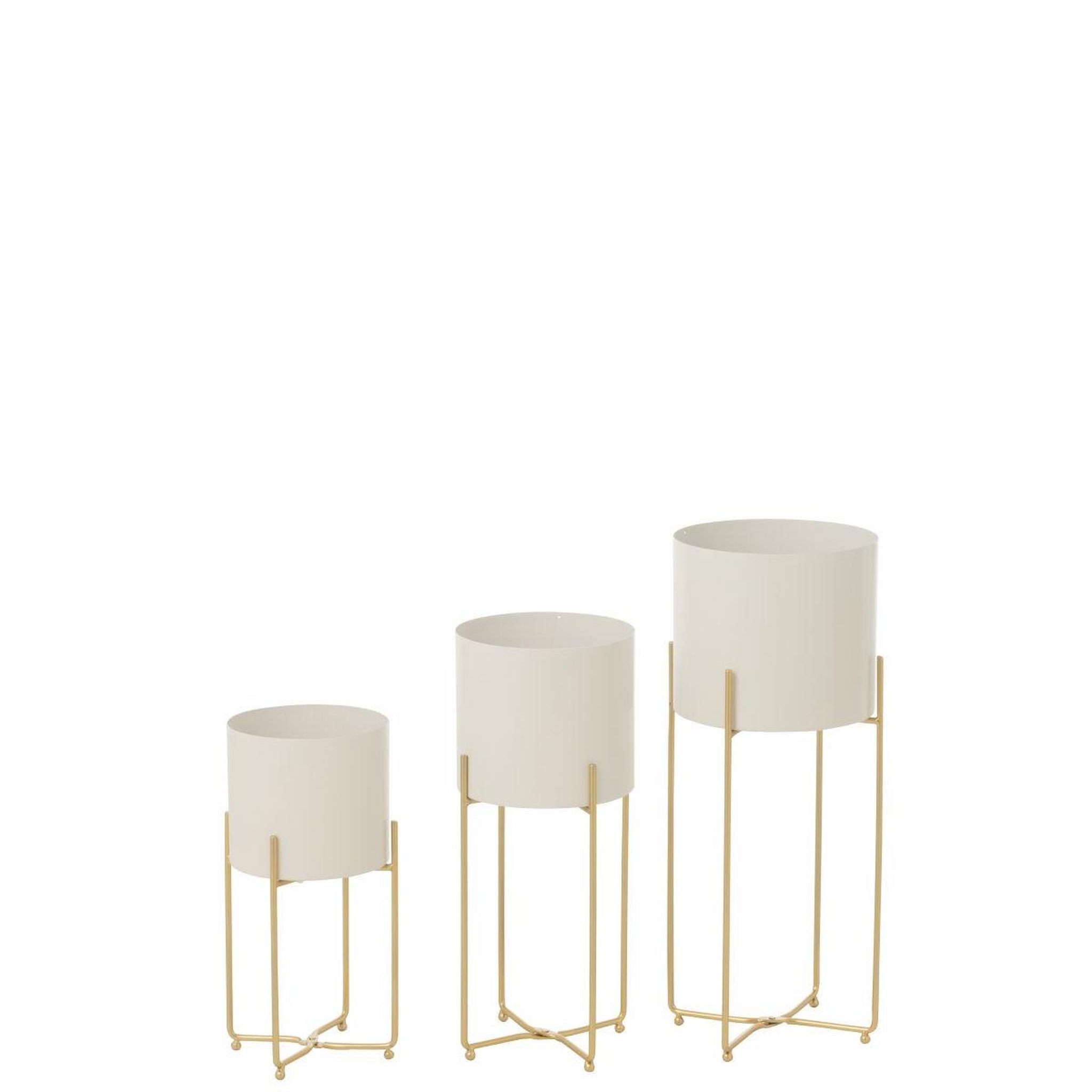Voir la diapositive 2 : J-LINE Lot de 3 cache-pots en métal  julius  58cm blanc