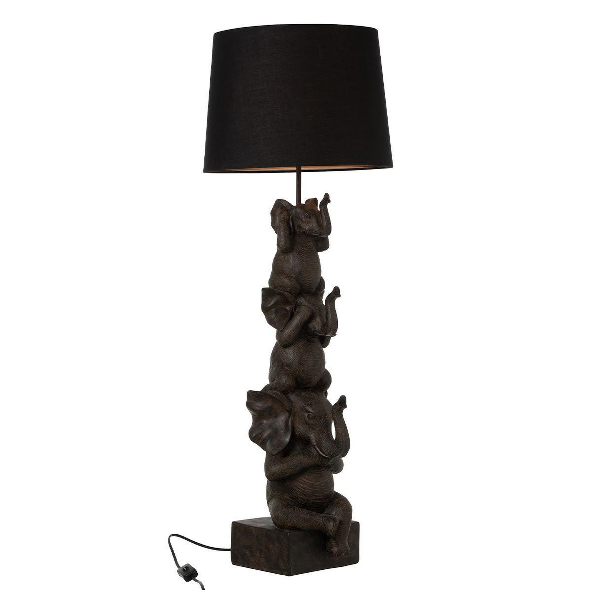 Voir la diapositive 2 : J-LINE Lampe à poser déco  3 éléphants  100cm marron