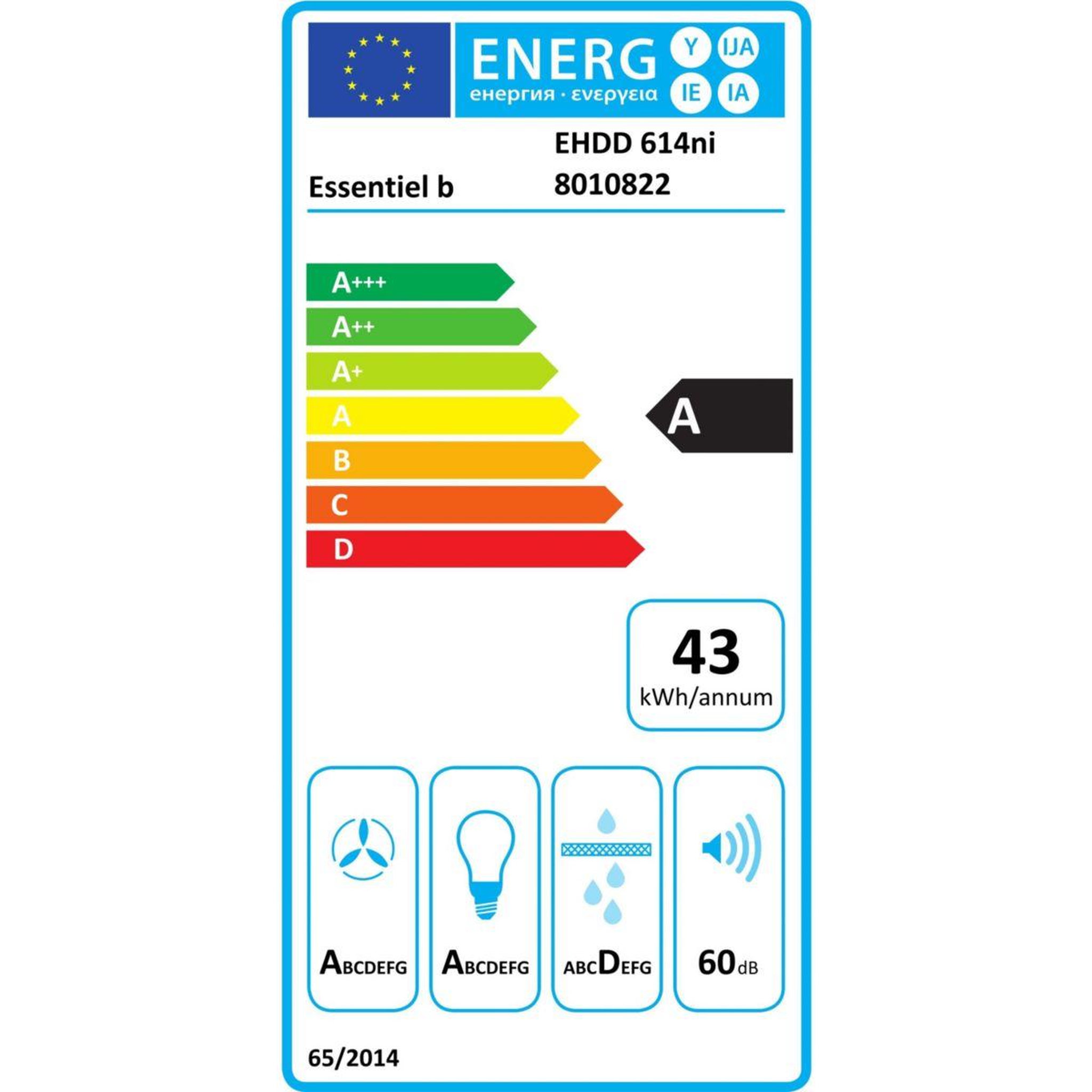 Voir la diapositive 6 : ESSENTIEL B Hotte décorative murale inclinée ehdd 614ni