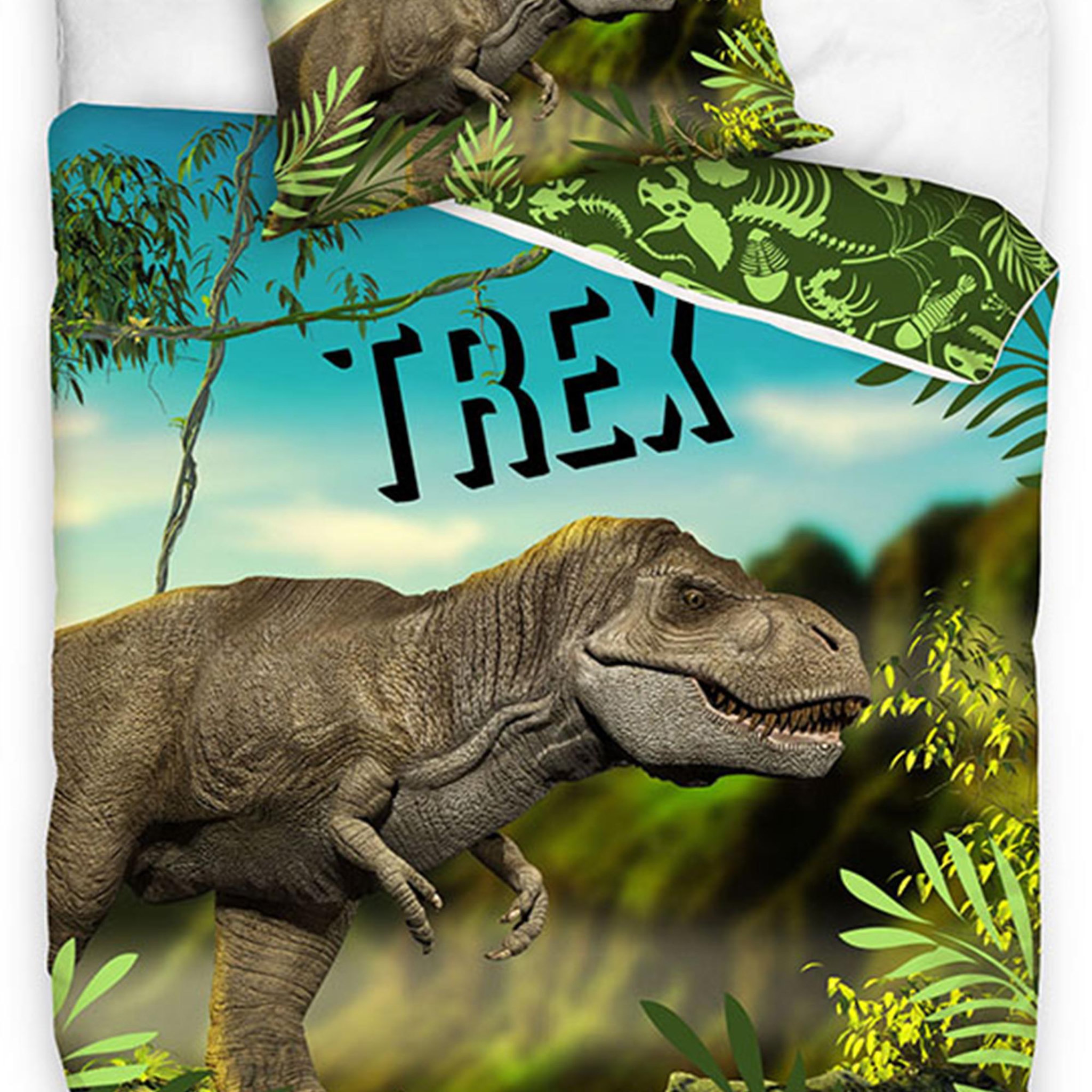 Voir la diapositive 2 : HOUSSE DE REVE Parure de lit enfant 140x200 cm t rex 100% coton