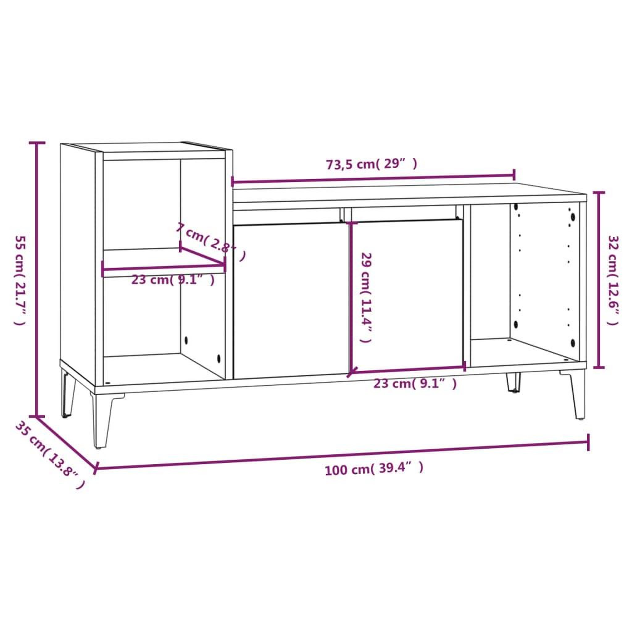 Voir la diapositive 6 : VIDAXL Meuble TV Blanc 100x35x55 cm Bois d'ingenierie