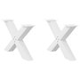 Voir la diapositive 1 : VIDAXL Pieds de table basse forme de X 2 pcs blanc 70x(42-43) cm acier