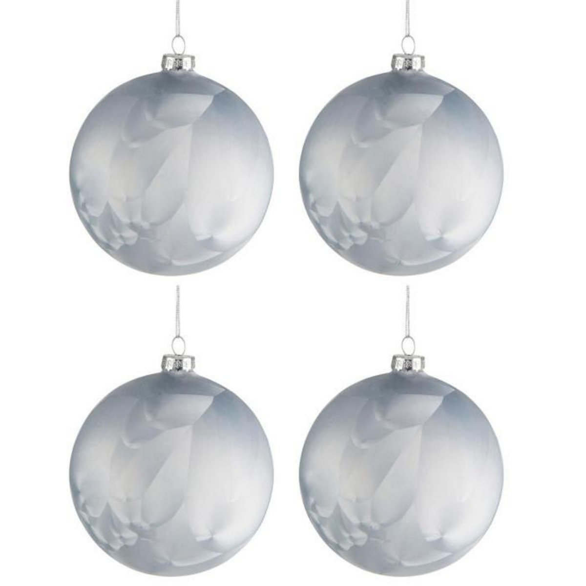 Paris Prix Lot de 4 Boules de Noël  Glacé  10cm Bleu