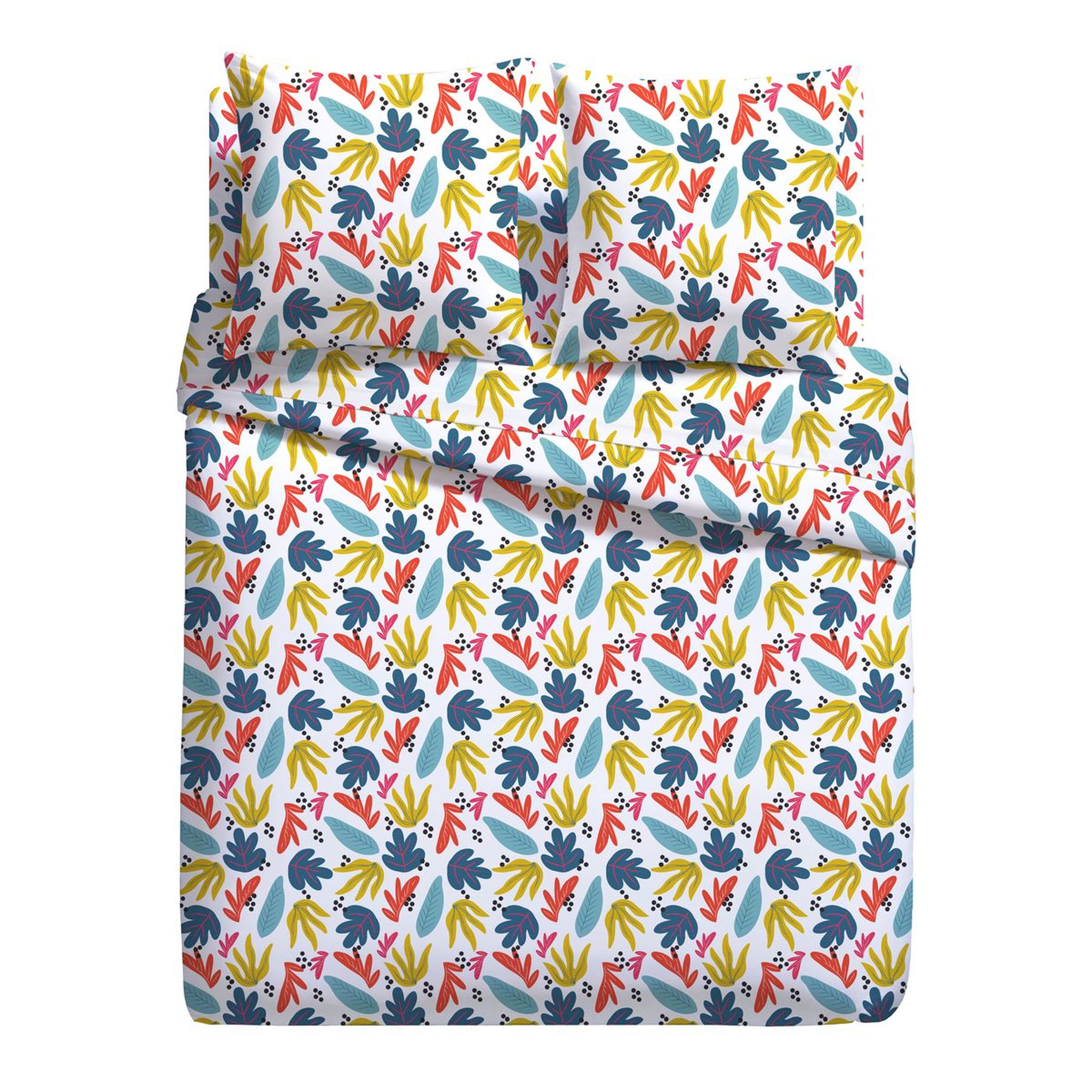 Parure housse de couette fantaisie en microfibre motif feuillage YANN