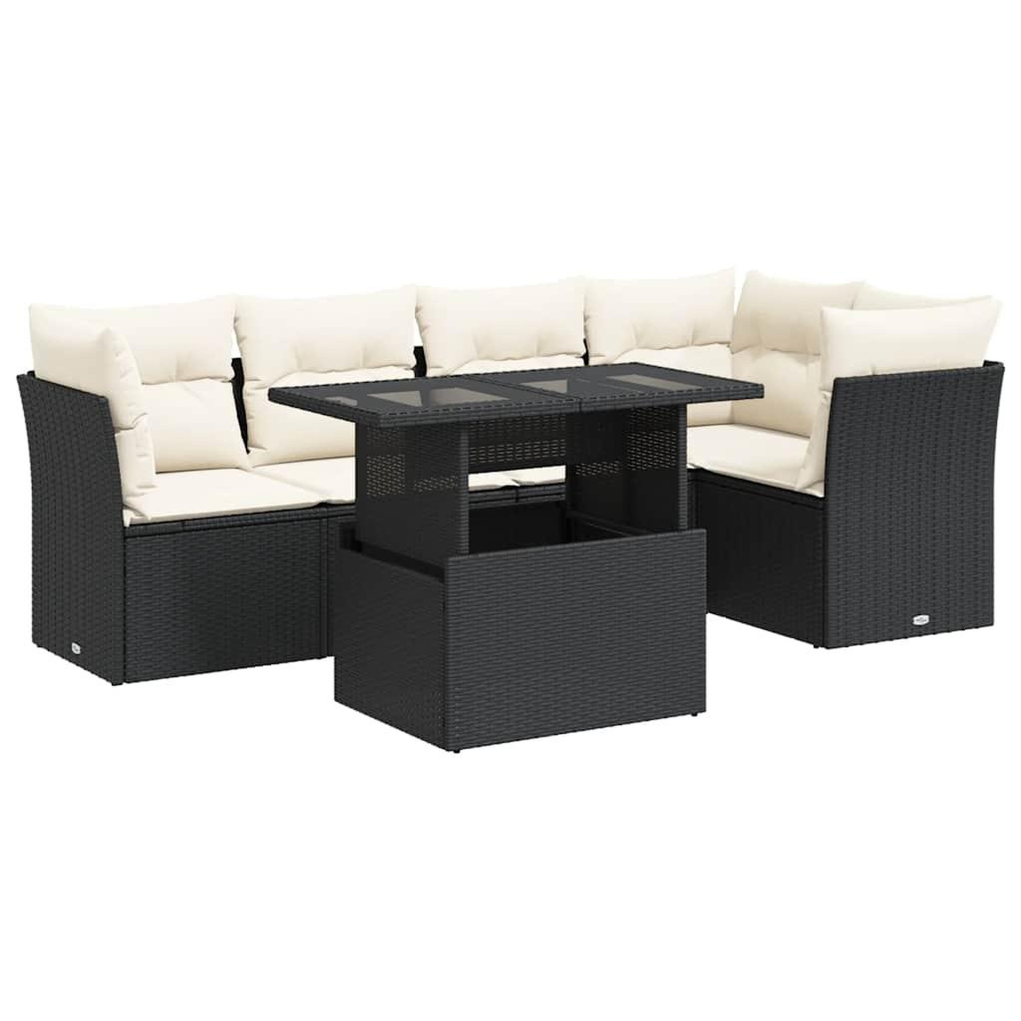 Voir la diapositive 2 : VIDAXL Salon de jardin 6 pcs avec coussins noir resine tressee