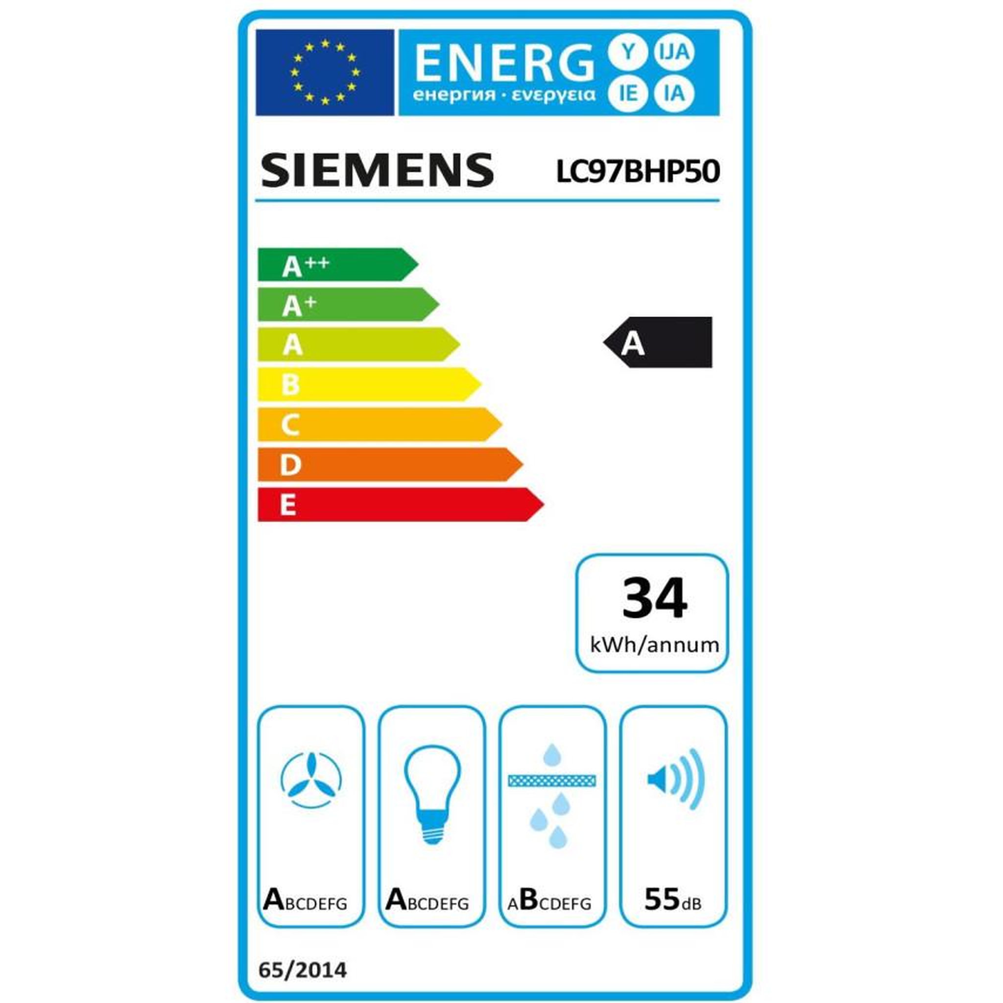 Voir la diapositive 2 : Siemens Hotte décorative murale 90cm 55db 718m3/h inox - lc97bhp50