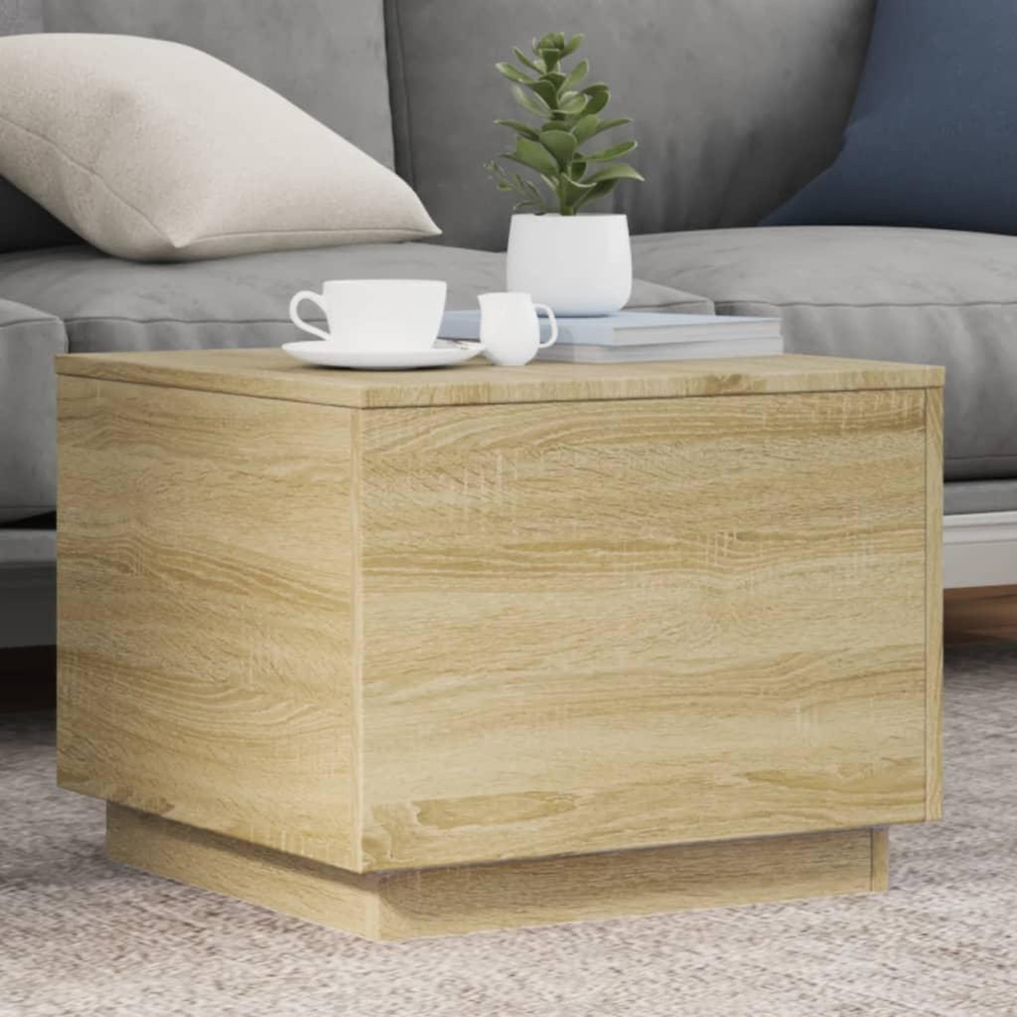 VIDAXL Table basse avec lumieres LED chene sonoma 50x50x40 cm