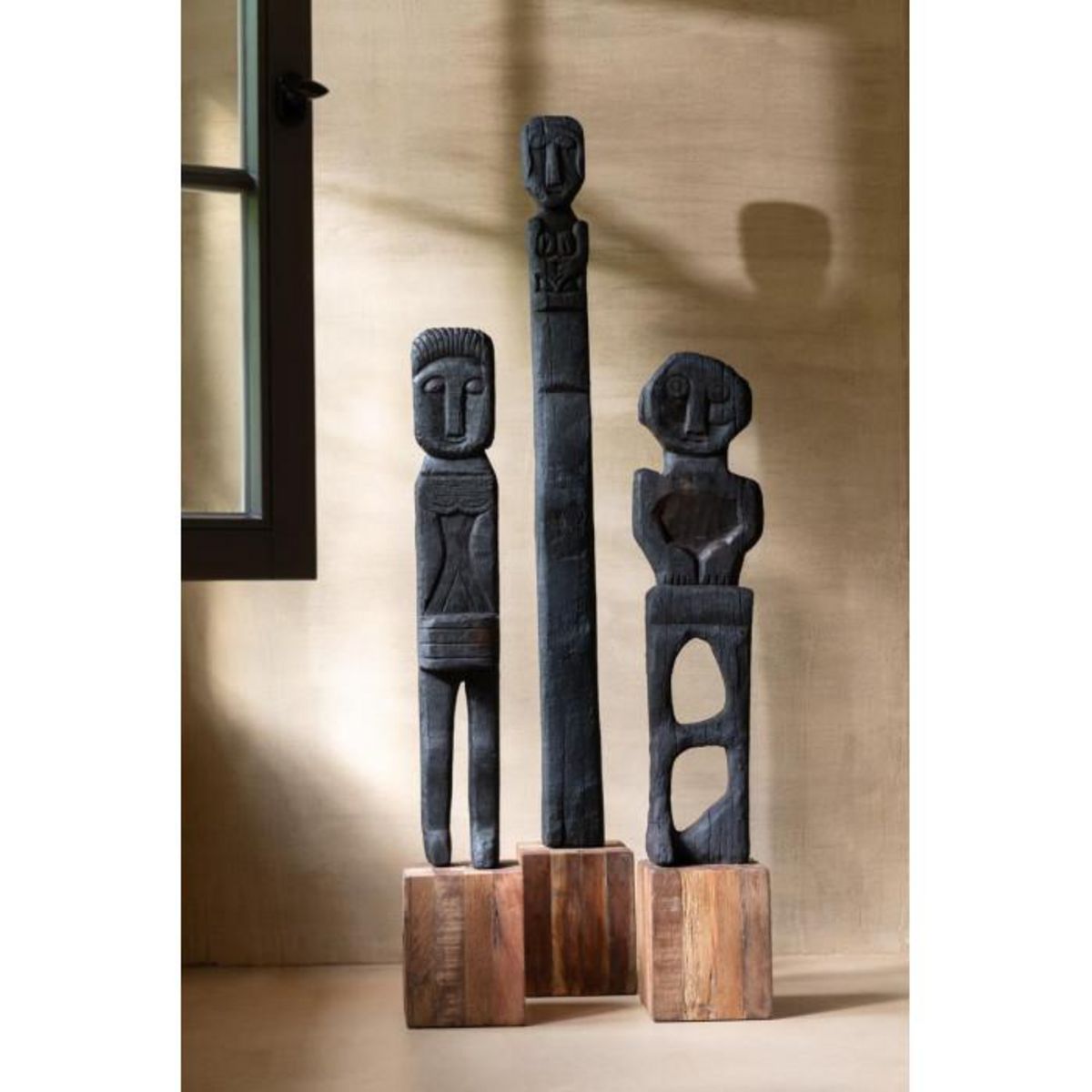 Paris Prix Statue Déco en Bois  Mara  107cm Noir