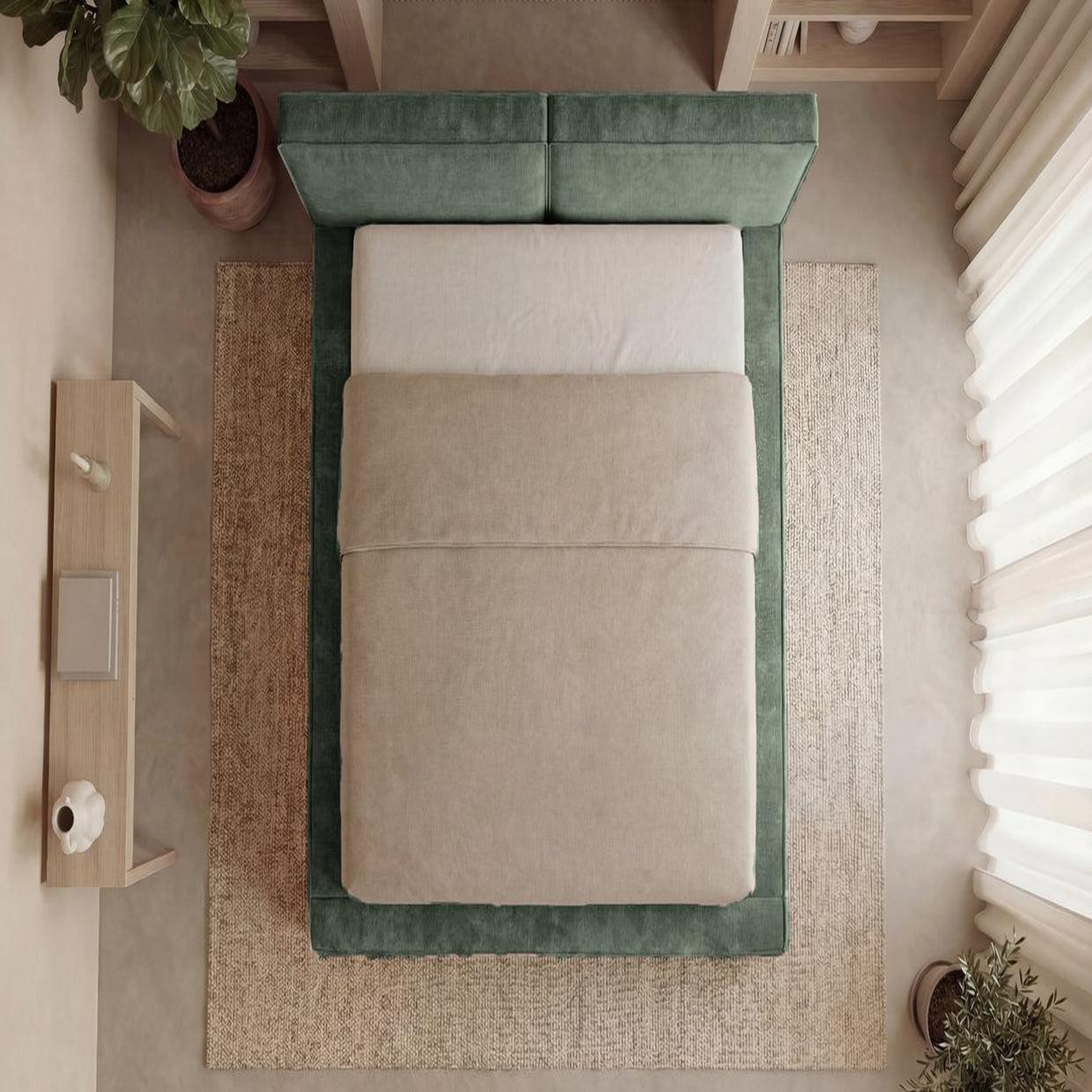Voir la diapositive 6 : CASANOVA PARIS Celia - lit coffre tissu velours vert