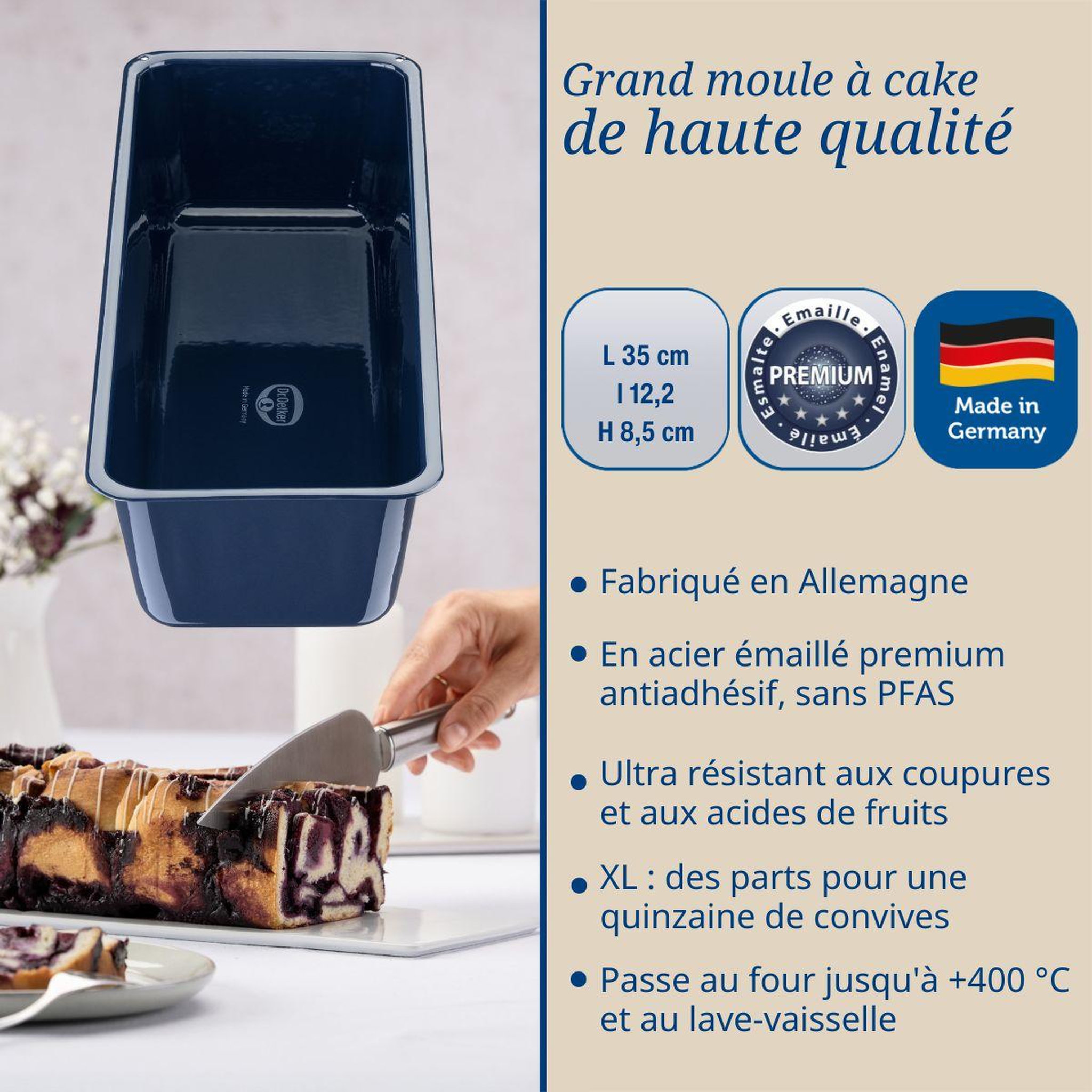 Voir la diapositive 3 : DR.OETKER Moule à cake 35 cm dr oetker back liebe