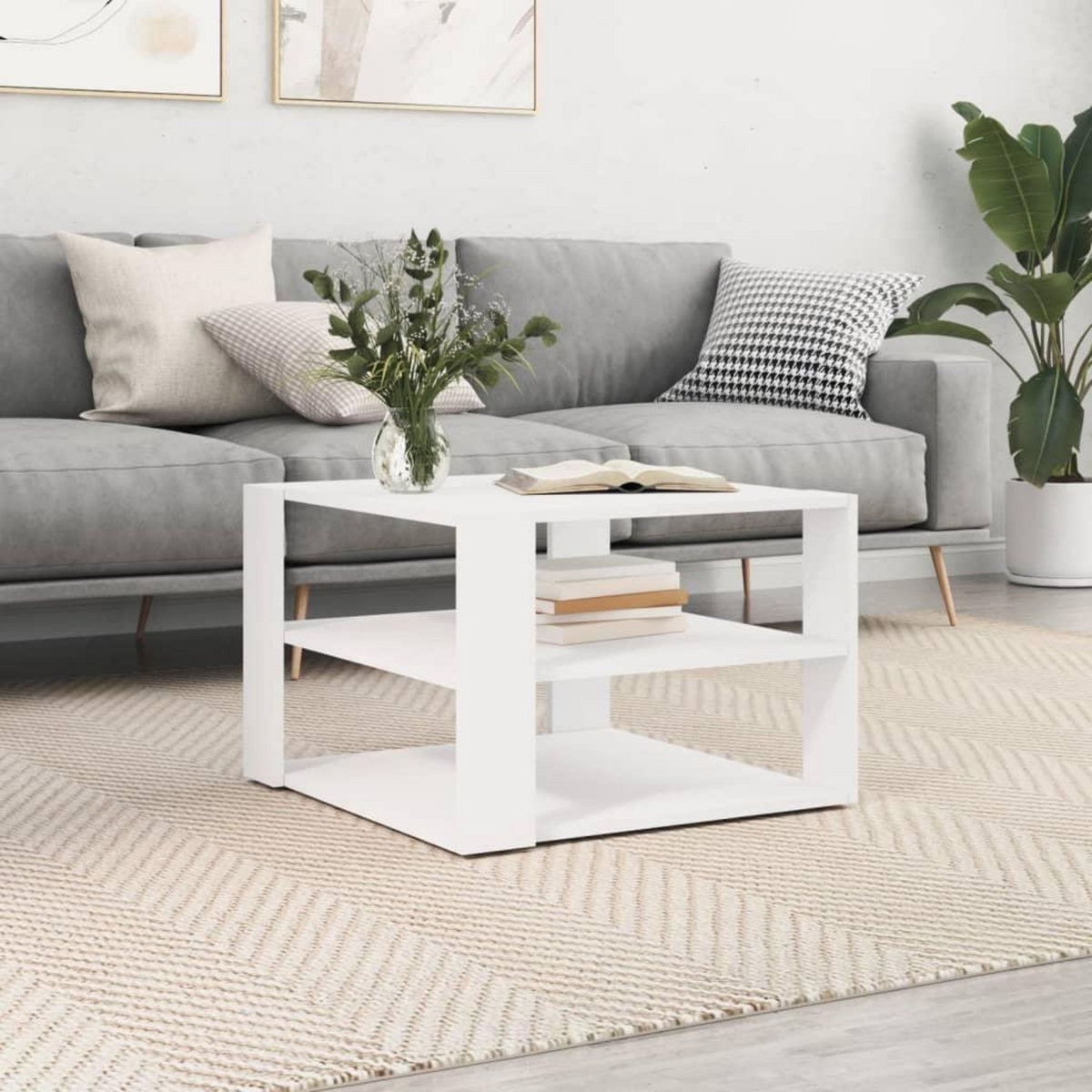 VIDAXL Table basse blanc 59,5x59,5x40 cm bois d'ingenierie