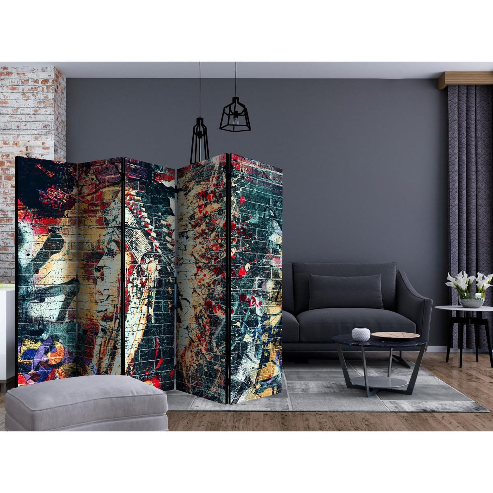 Voir la diapositive 2 : Paris Prix Paravent 5 volets  urban warrior  172x225cm