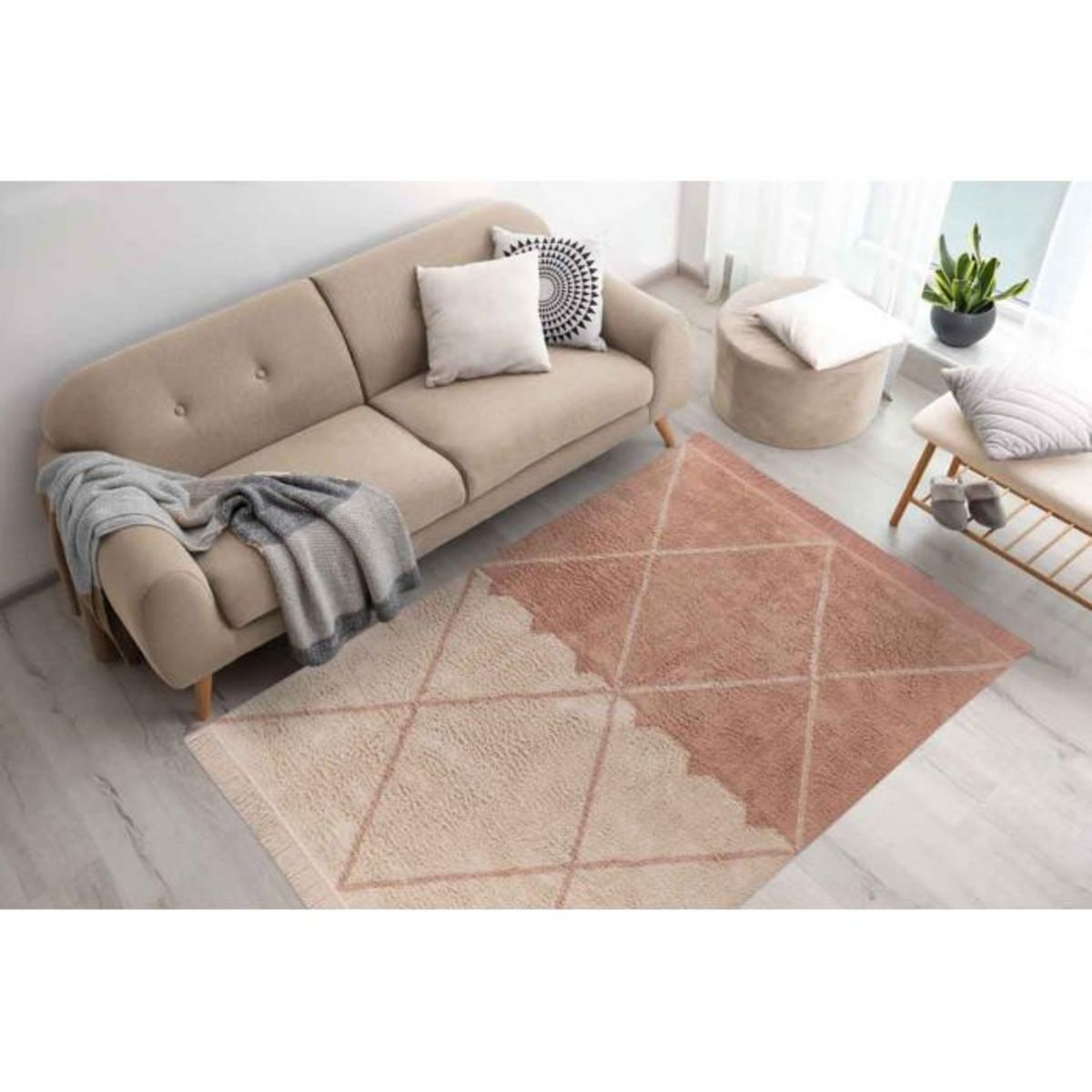 Paris Prix Tapis Tufté à la Main Ethnique  Mylen II  Beige & Rose