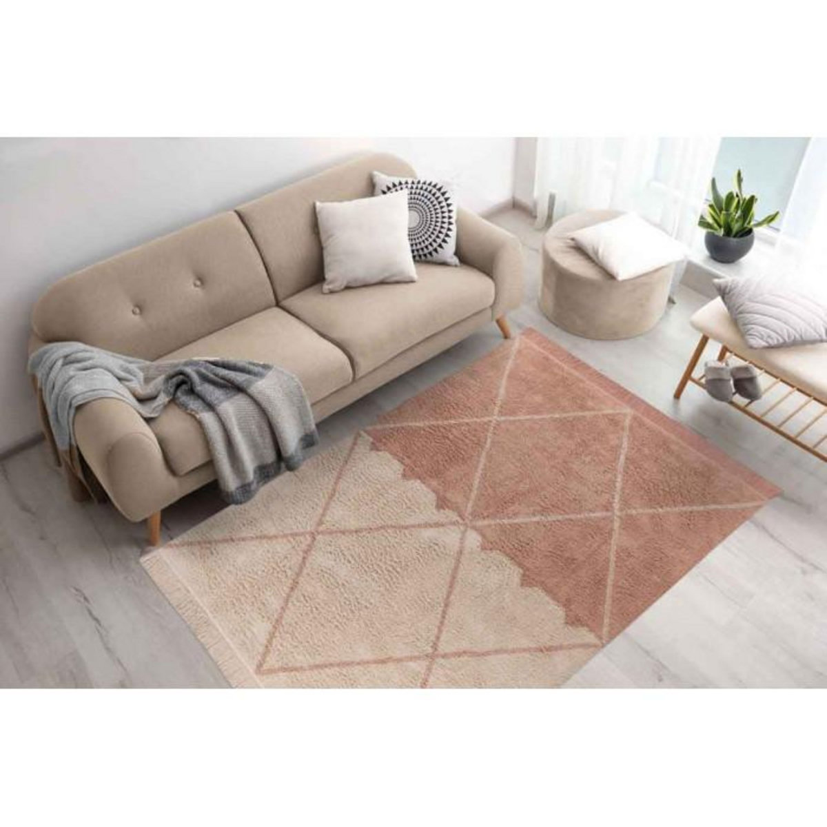 Paris Prix Tapis Tufté à la Main Ethnique  Mylen II  Beige & Rose