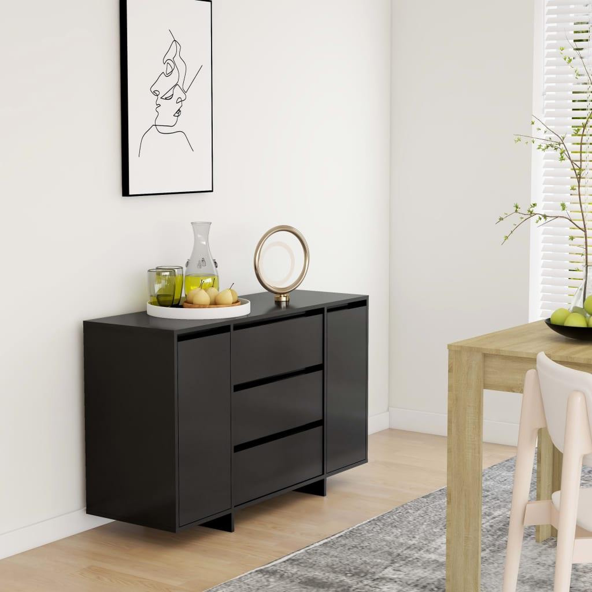 Voir la diapositive 1 : VIDAXL Buffet avec 3 tiroirs Noir 120x41x75 cm Bois d'ingenierie