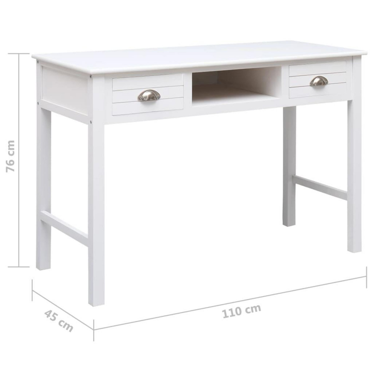 VIDAXL Bureau Blanc 110 x 45 x 76 cm Bois