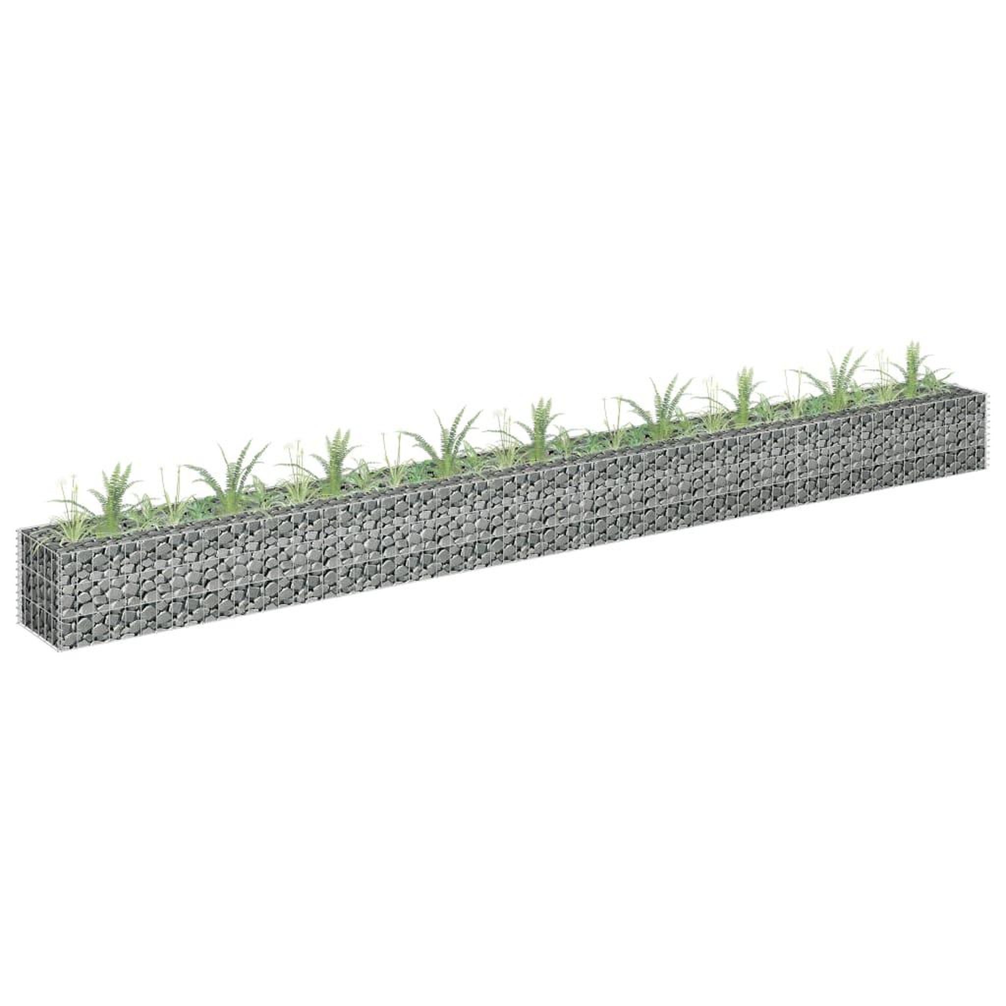 Voir la diapositive 1 : VIDAXL Lit sureleve a gabion Acier galvanise 360x30x30 cm